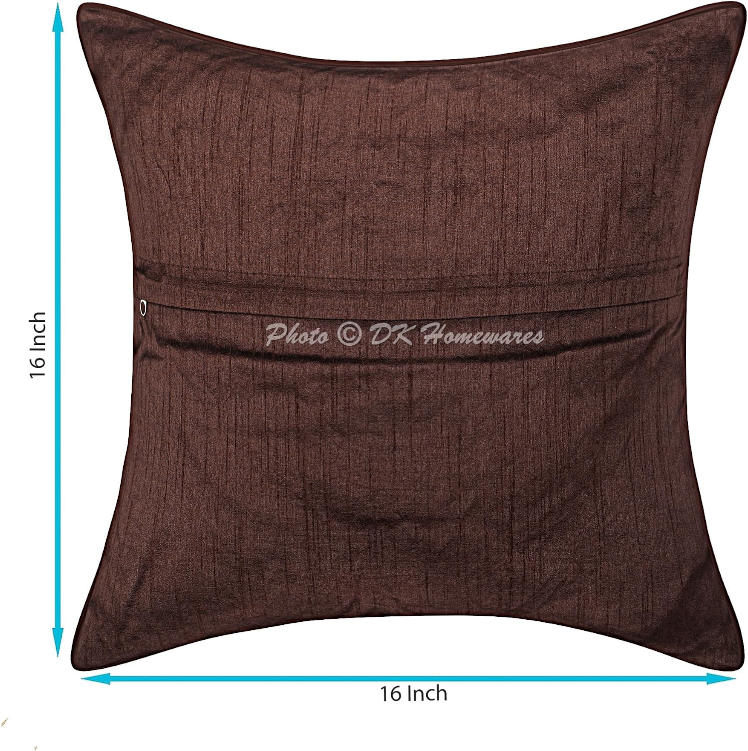 Ethnic Throw Pillowcases 16x16 Inch Brocade Jacquard Weave Decorative Square Mandala Cushion Covers (Size - 40x40 cm ; Color: Coffee Brown & Gold) - Set of 5 Pcs (Cover Only)