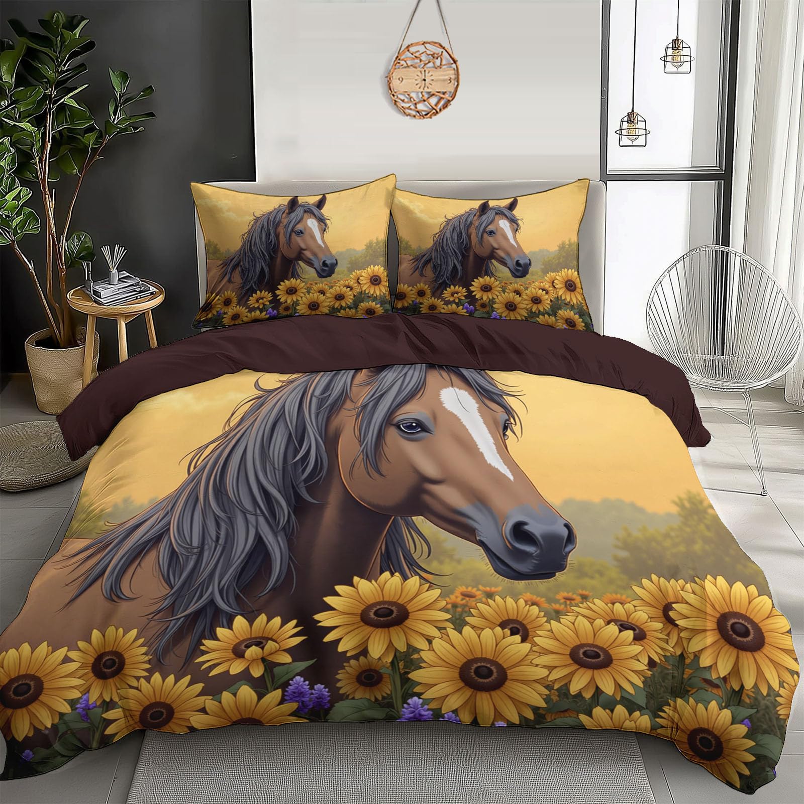 Parure de couette aquarelle animaux 200x200 ensemble lit microfibre toutes saisons