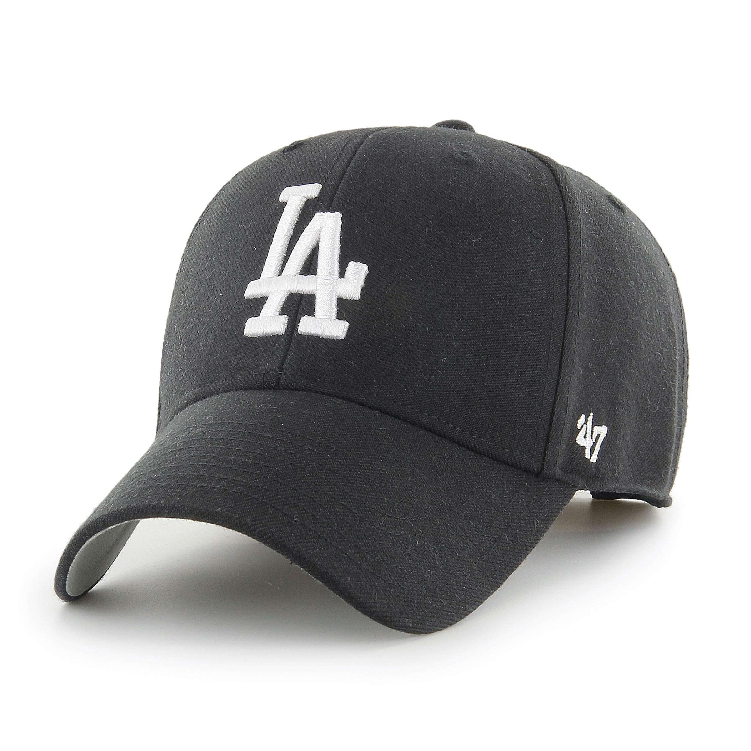 Unisex Black With White Logo 47 Los Angeles Dodgers Mlb Mvp Baseball Cap, Adjustable, White Logo, Black