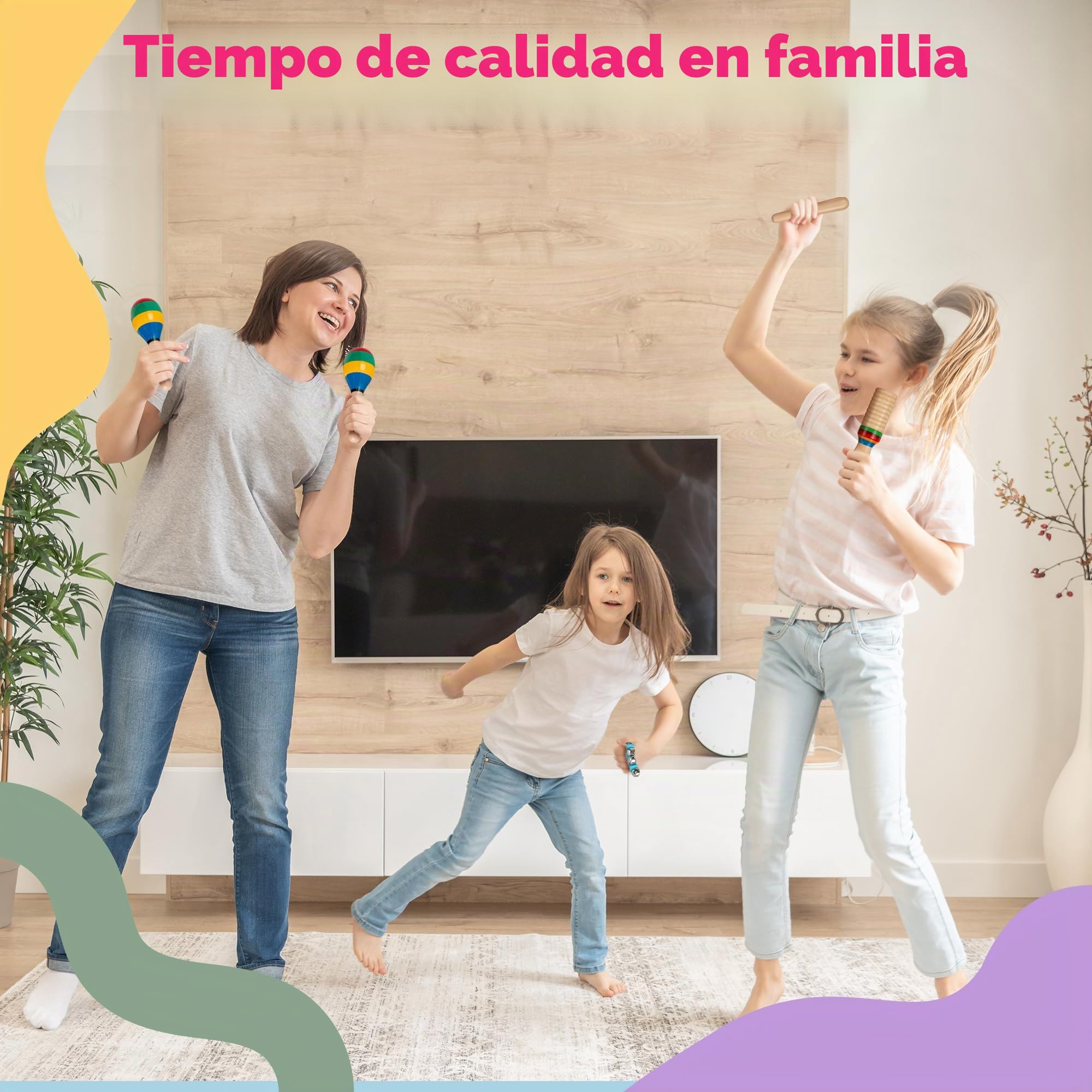 Stoie’s Set de Instrumentos Musicales para Niños – Instrumentos de percusión de Madera para niños de 1 a 3 años, xilófono, pandereta, Maracas, Juguetes Musicales para niños de 3 a 5 años