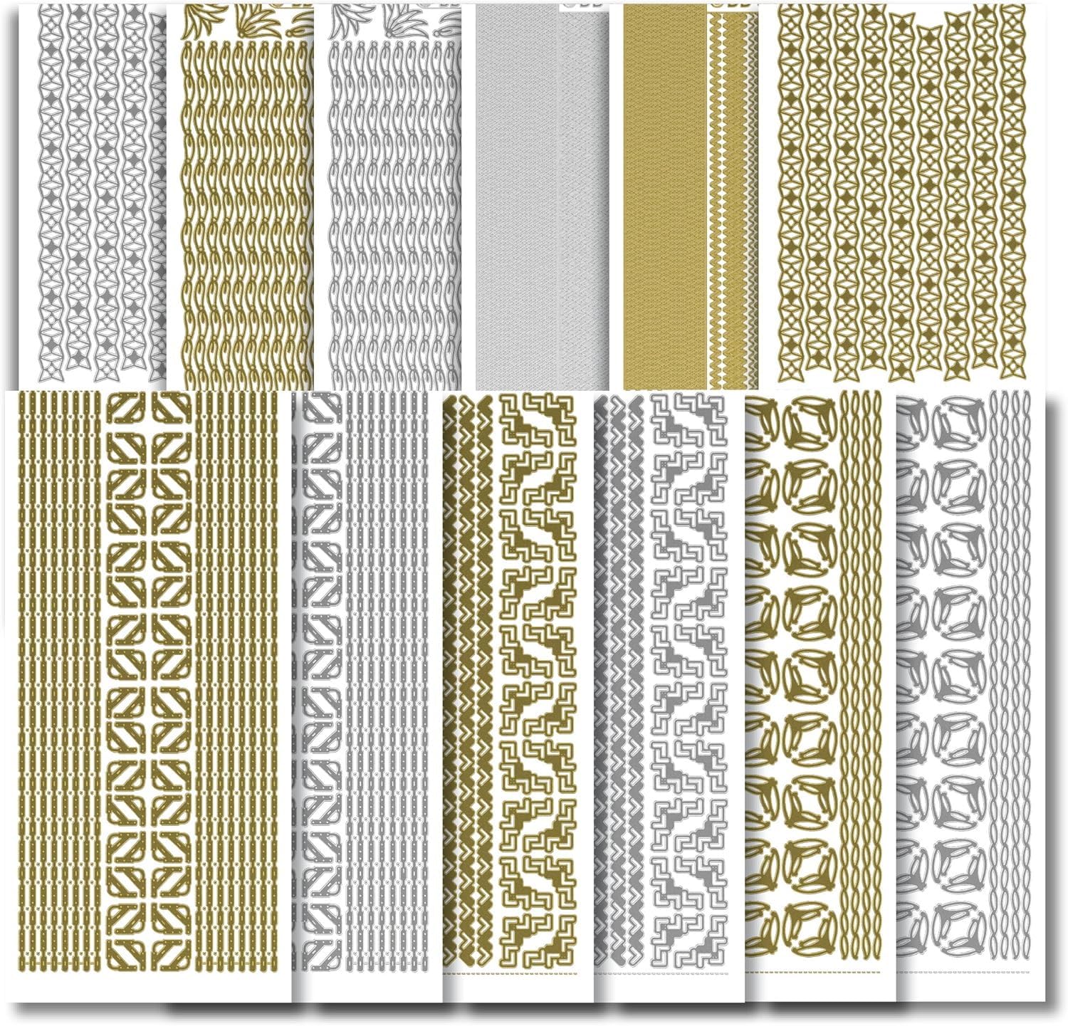 Creative Products Premium Craft Stickers – 12 Sheets Multi-Colour Fine Borders/Corners Card Stickers – Perfect Peel Offs for Card Making, Scrapbooking, Decorations & DIY Crafts, 23 x 10 x 1 cm