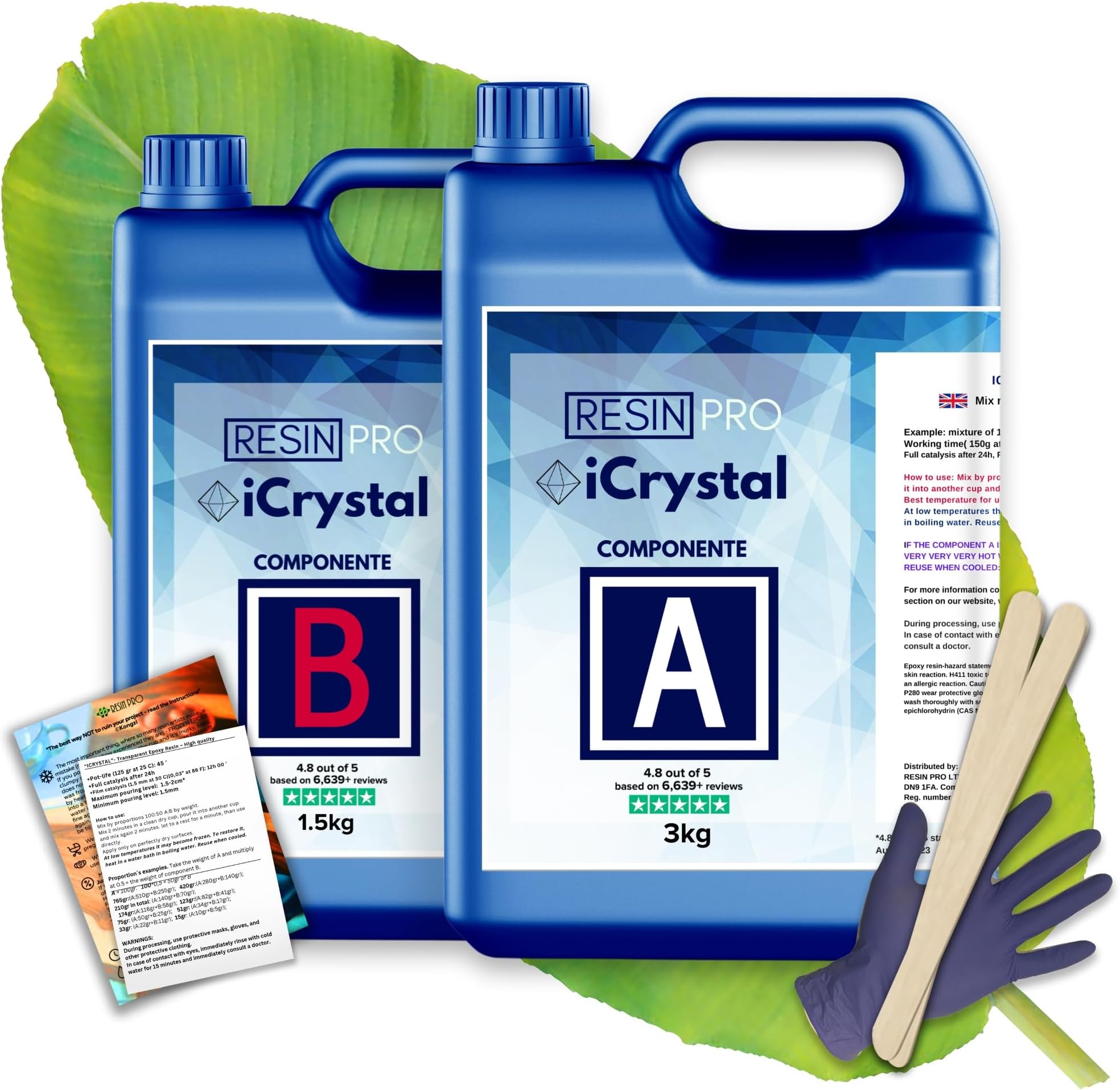 Resin Pro Crystal Clear Epoxy Resin - 4.5kg | Fast Drying, Non-Toxic Clear Epoxy Resin & Hardener for Wood, Fabric, Glass & Paper | DIY Art, Mould Casting, Jewellery Making, Coasters & Surface Coating