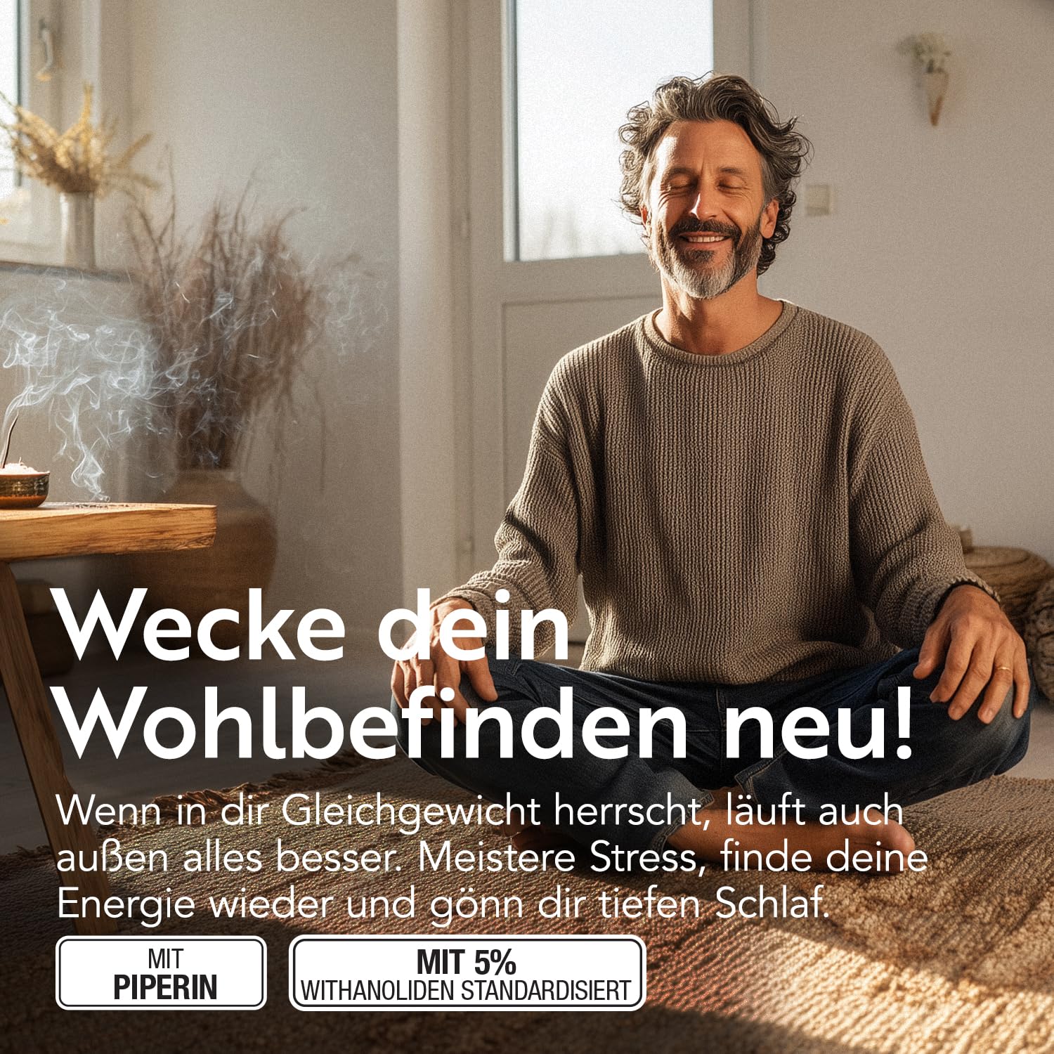 Ashwagandha KSM-66 600 mg PiùLife – Extrakt aus Wurzel 5% Witanolide | Für Stress & mentales Wohlbefinden, 180 KSM66 Ashwagandha Kapseln hochdosiert, laktose- & glutenfrei