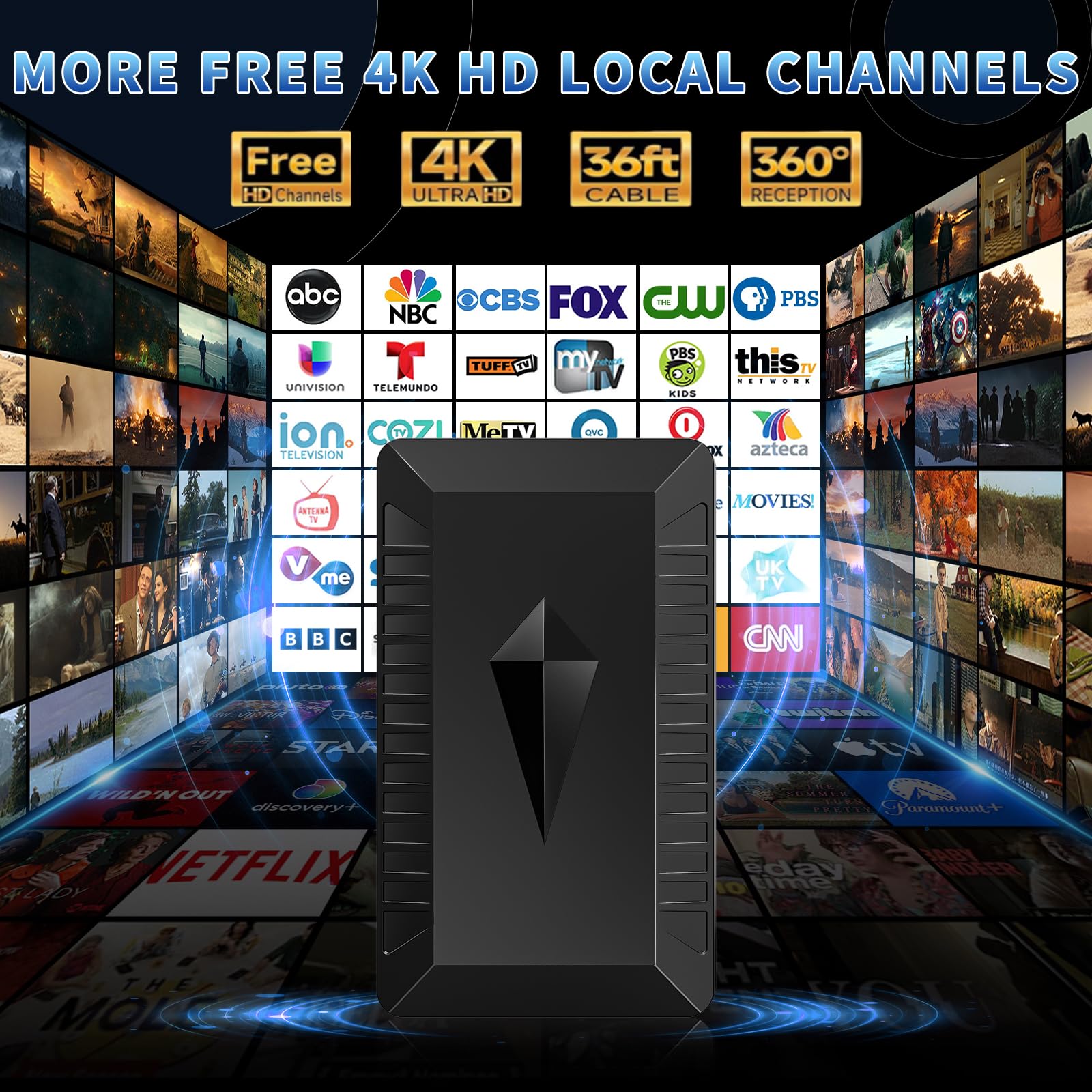 Zimmerantenne DVB-T/DVB-T2 mit Verstärker Innen, 650+KM Digitale DVB-T2 Antenne Außen für Fernseher, 4K 1080p, 10M Koaxialkabel