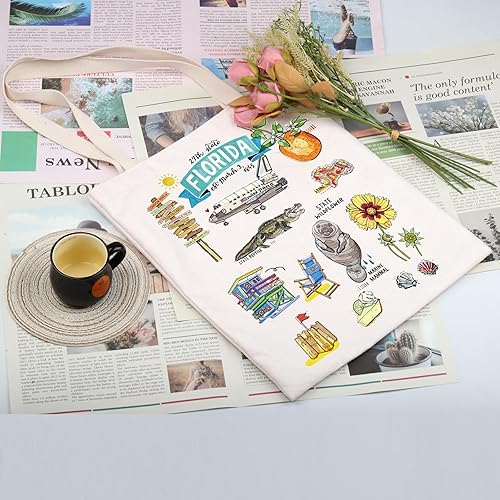 Miniatura 3 de VAMSII Bolsa de mano de Florida para mujer, regalo del estado de Florida, bolsa de compras retro de Florida, recuerdo de vacaciones de Florida,