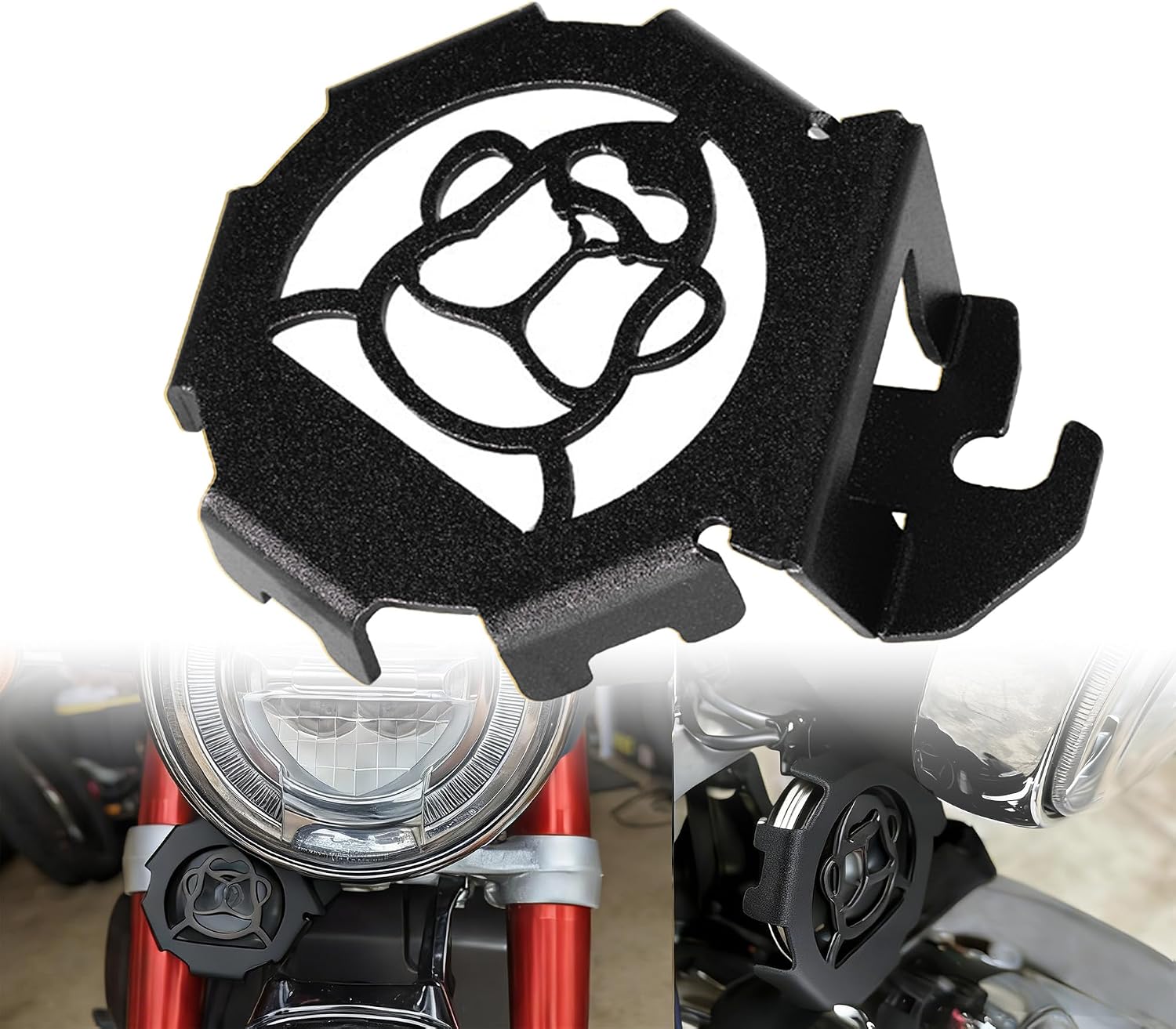 Monkey125 Front Horn Guard Compatible with Monkey 125 2018-2024 CNC Motorcycle Accessories Horn Protection Cover Grille Guard (Black)