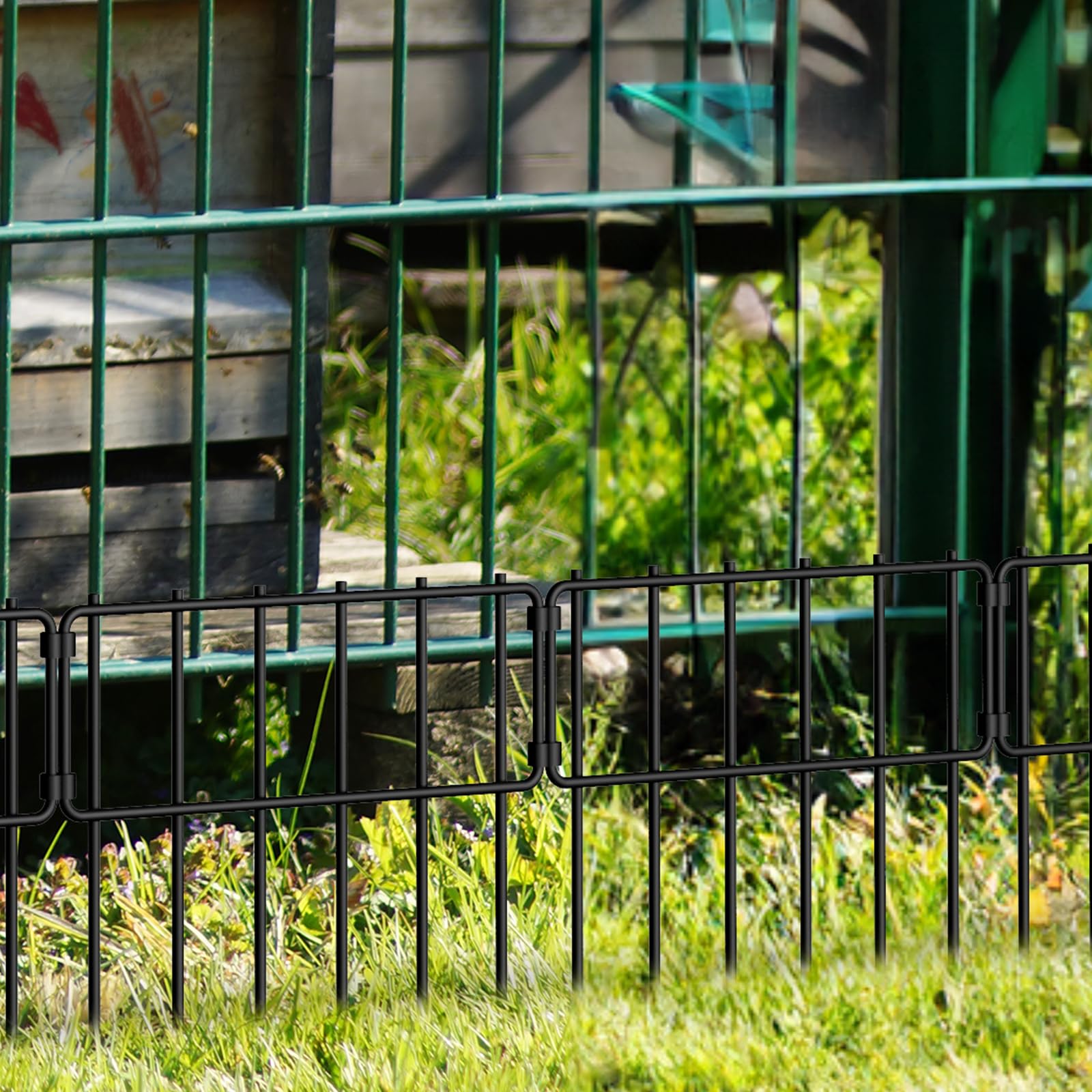 25 Stück Tier-Absperrzaun, 43,2 cm (H) x 8,27 m (L), dekorativer Zaun, rostfreier Metalldraht, Gartenzaun, Hundekaninchen, Erdspieße, Zaun für den Garten
