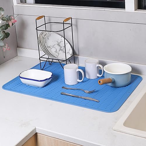 Miniatura 1196 de Tapete de silicona para secado de platos para múltiples usos, fácil de limpiar, ecológico, resistente al calor, tapete de silicona para encimera