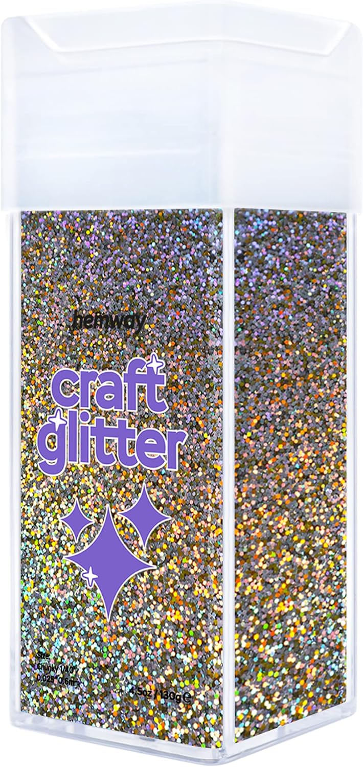 Hemway Glitter Shaker Gold Silver Holographic 110g Chunky, Craft Glitter Shaker for Resin & Epoxy Crafts