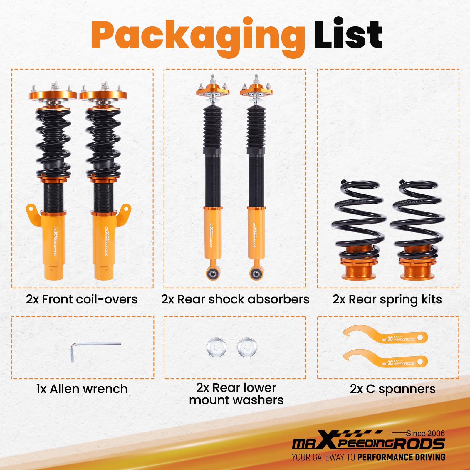 maXpeedingrods KIt Assetto a Ghiera Ammortizzatori per BMW E46 3 Serie Cabriolet Touring