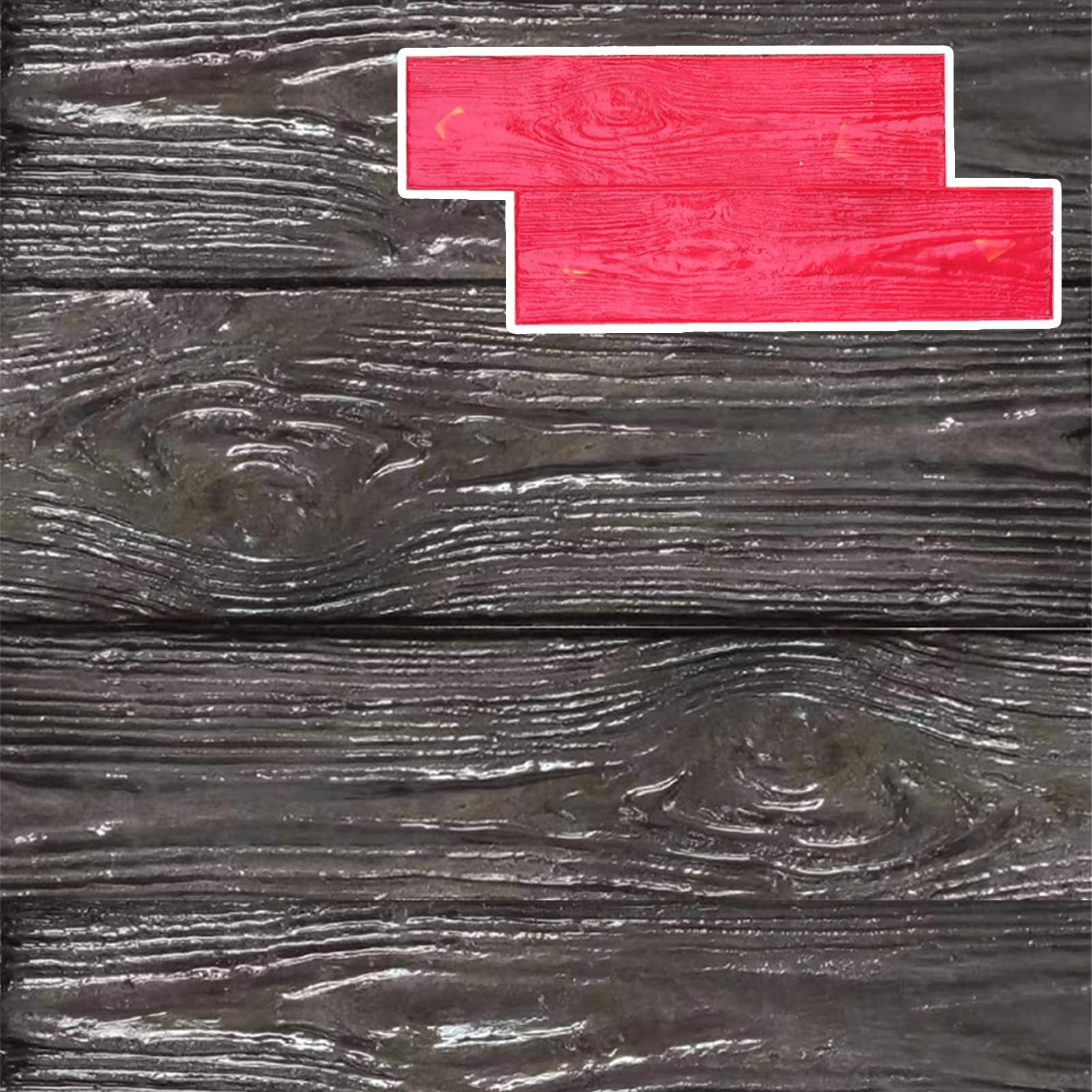 Pieczątka betonowa, realistyczna struktura drewna – 60 x 30 cm, duża mata tarasowa i ścieżkowa, 2-częściowy zestaw drewnianych desek do wytrzymałych podłóg cementowych, idealne do DIY-P