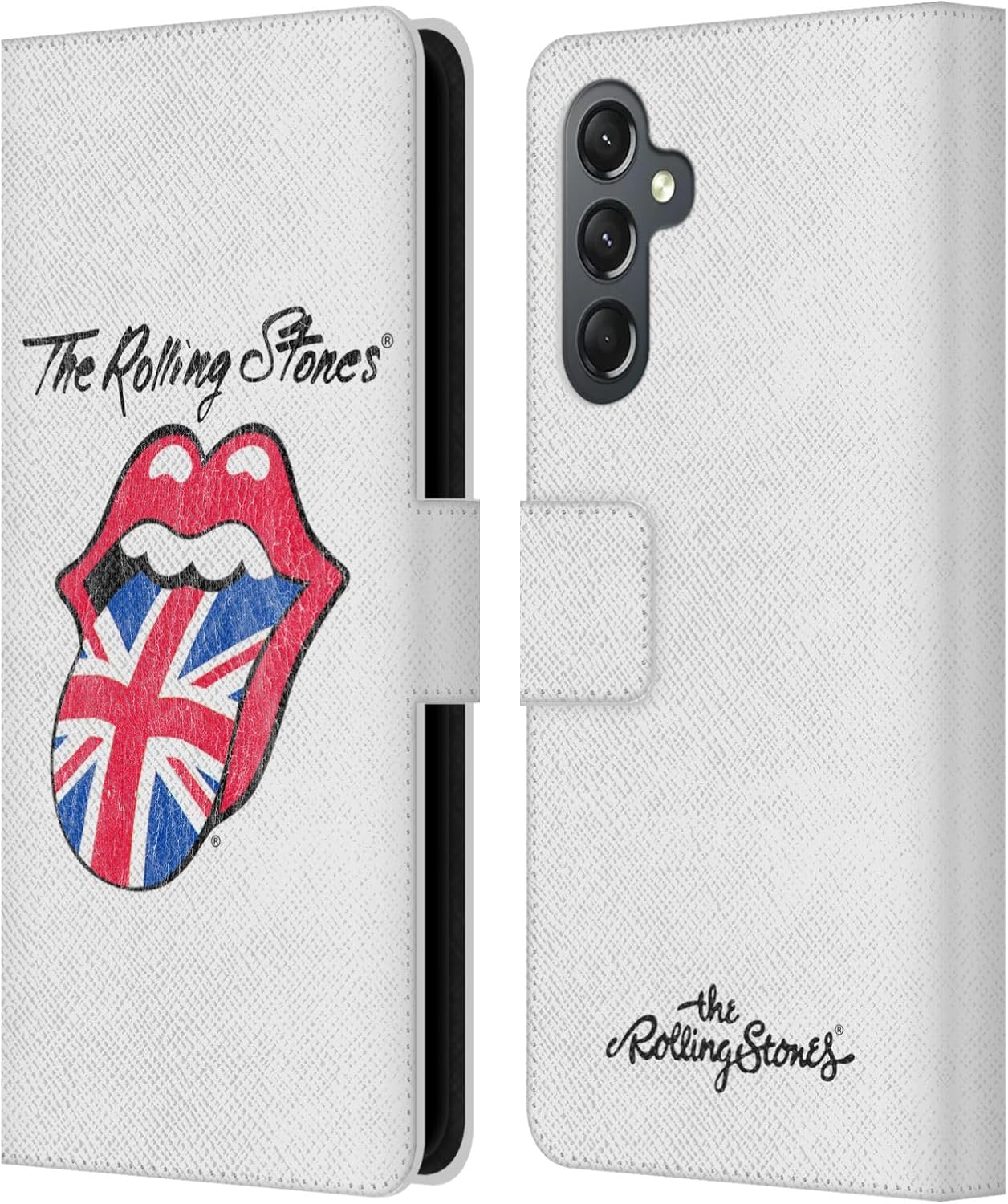Head Case Designs Officially Licensed The Rolling Stones UK Tongue Key Art Leather Wallet Case Compatible with Samsung Galaxy A25 5G