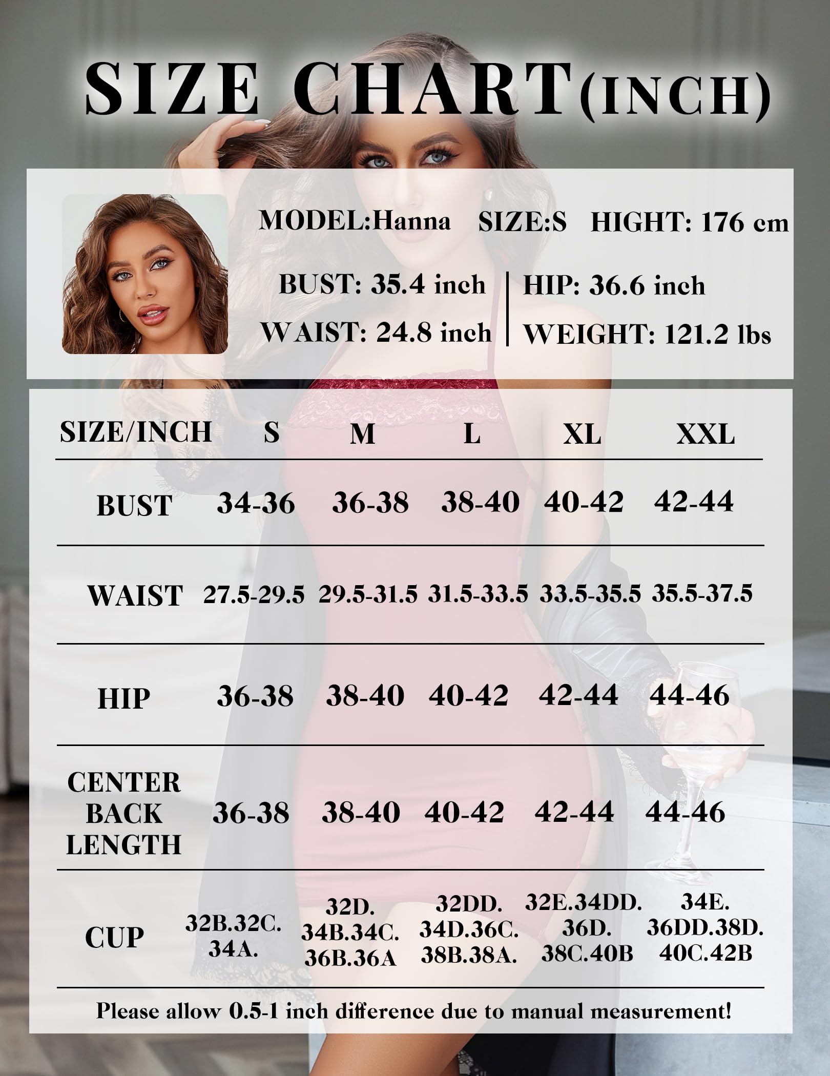 Avidlove Women's Lingerie Sexy Bodycon Nightgown Lace Neckline Babydoll Chemise Cotton Sleepwear Halter Dress Slip S-XXL: Large Wine Red