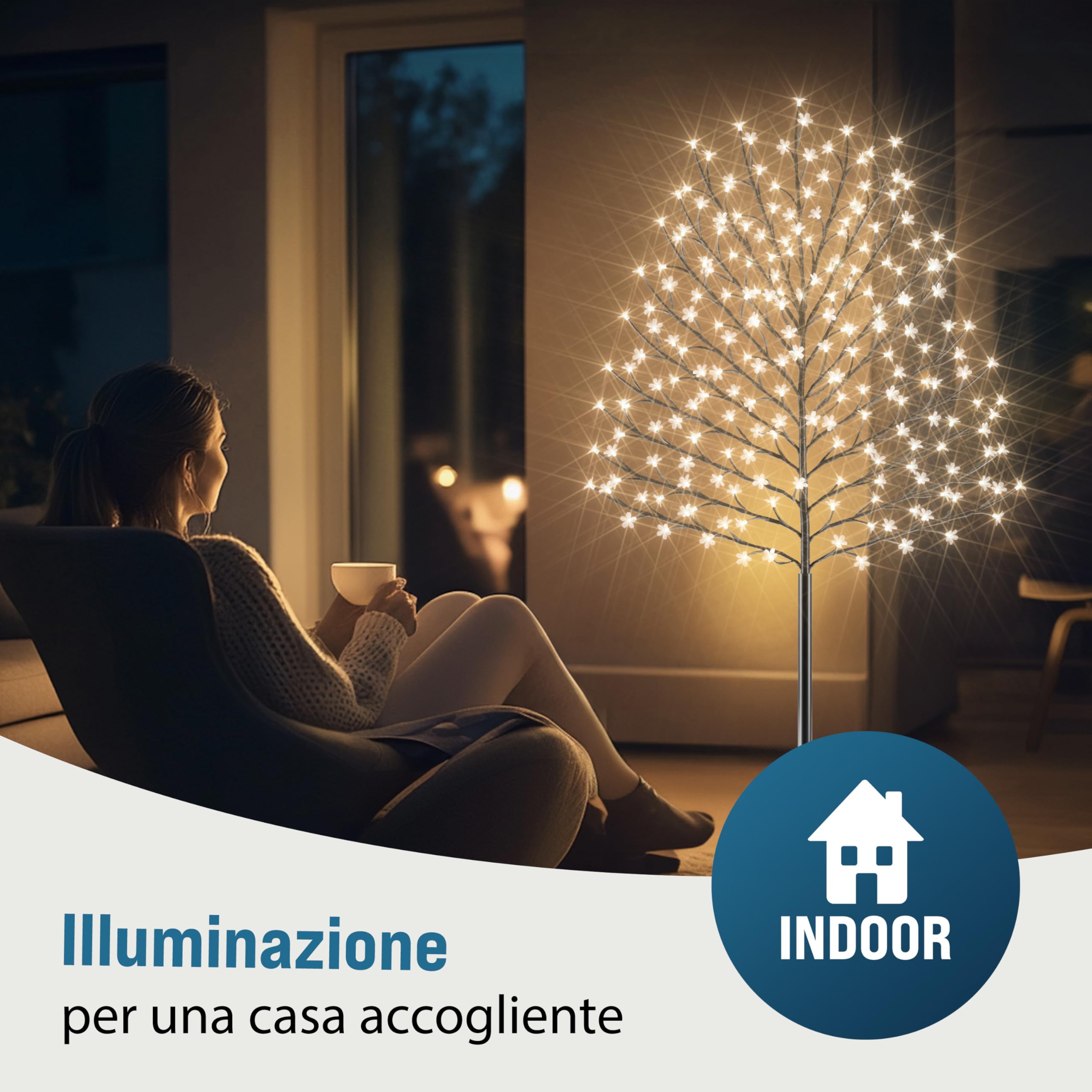 Monzana Albero Ciliegio Luce a LED 220cm con Telecomando e Timer 8 Modi Illuminazione Interno Esterno