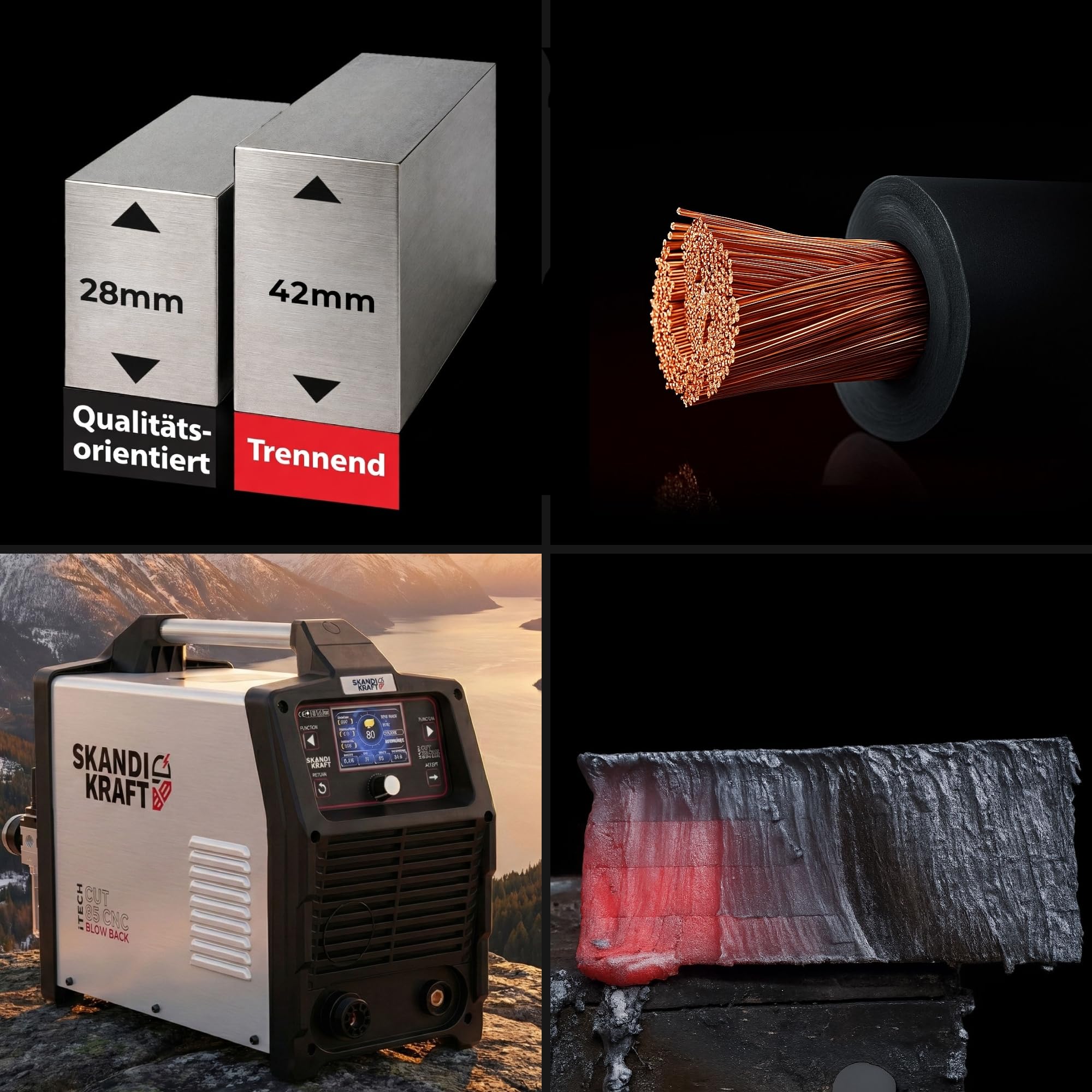 Taglierina al plasma 400 V 85 A CNC | SKANDI KRAFT iTECH CUT 85 Plasma Cutter con accensione Blow Back & Synergic | Saldatrice industriale al plasma 42 mm di spessore di taglio | Saldatura al plasma