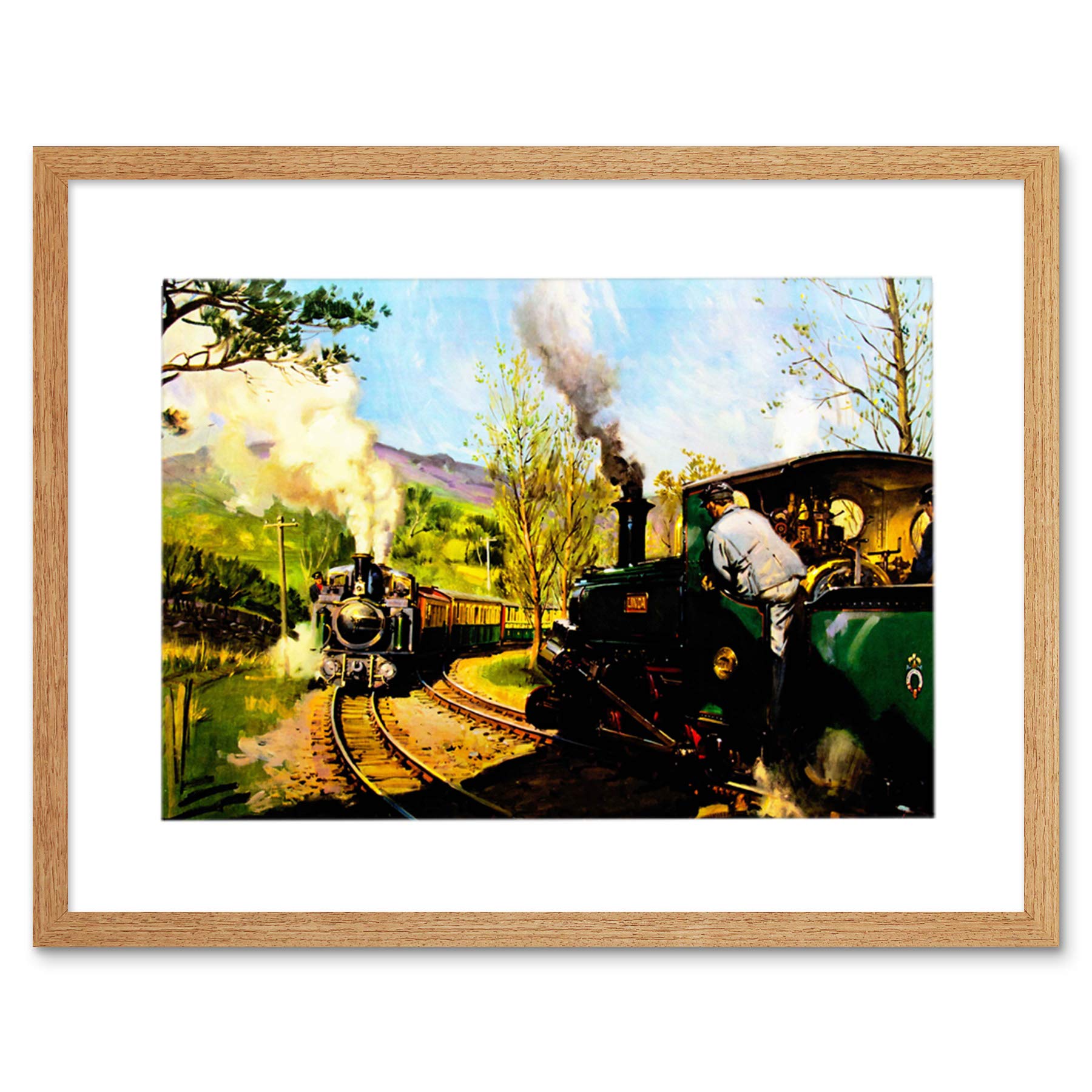 Wee Blue Coo Vintage Steam Train Ffestiniog Railway Wales Picture Framed Wall Art Print