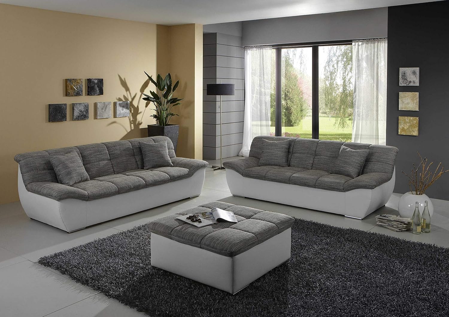 DOMO. collection Sofa Splash, 3 Sitzer, Couch, Polstergarnitur, 232 x 96 x 76 cm (BxTxH), weiß-grau