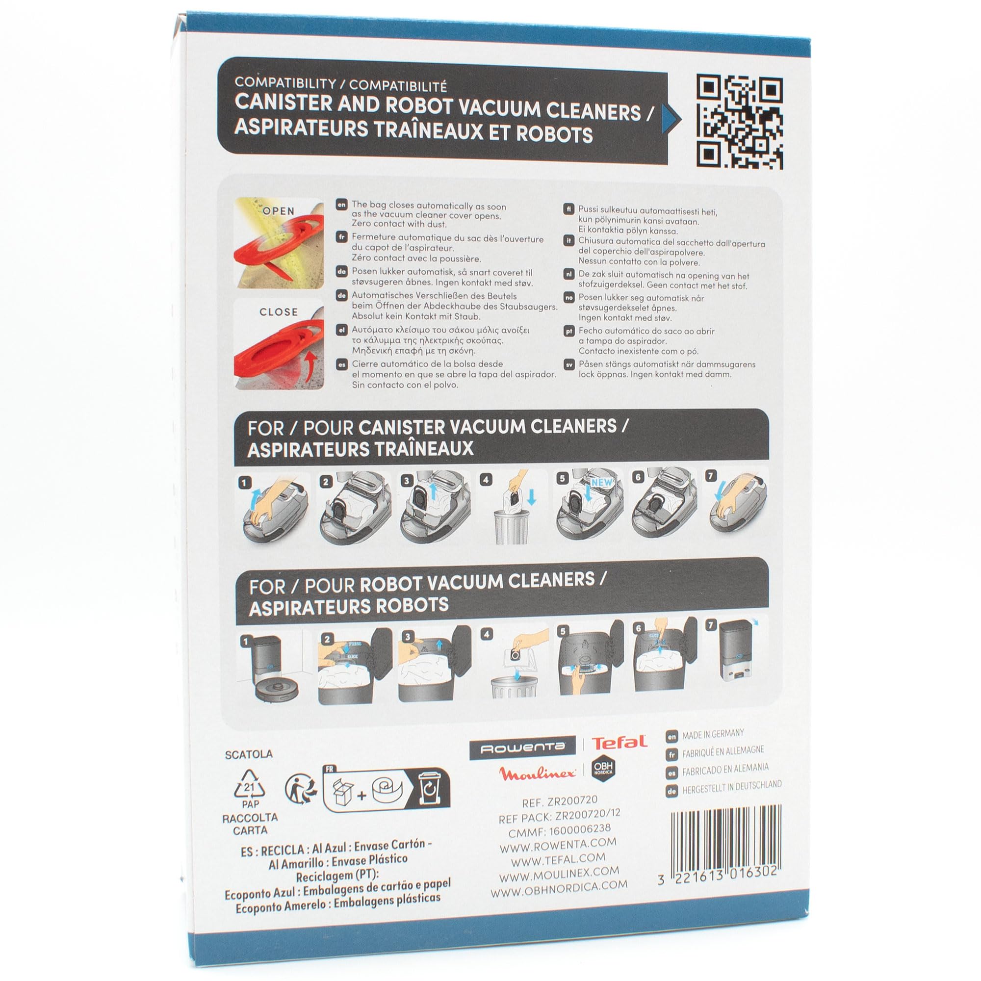 PakTrade 8 Sacchetti per aspirapolvere + 10 Profumi Compatibile con Rowenta Silence Force - RO7783EA/411 | 8 Anti-Odour Sacchetti, Deodoranti, Accessori, Ricambi