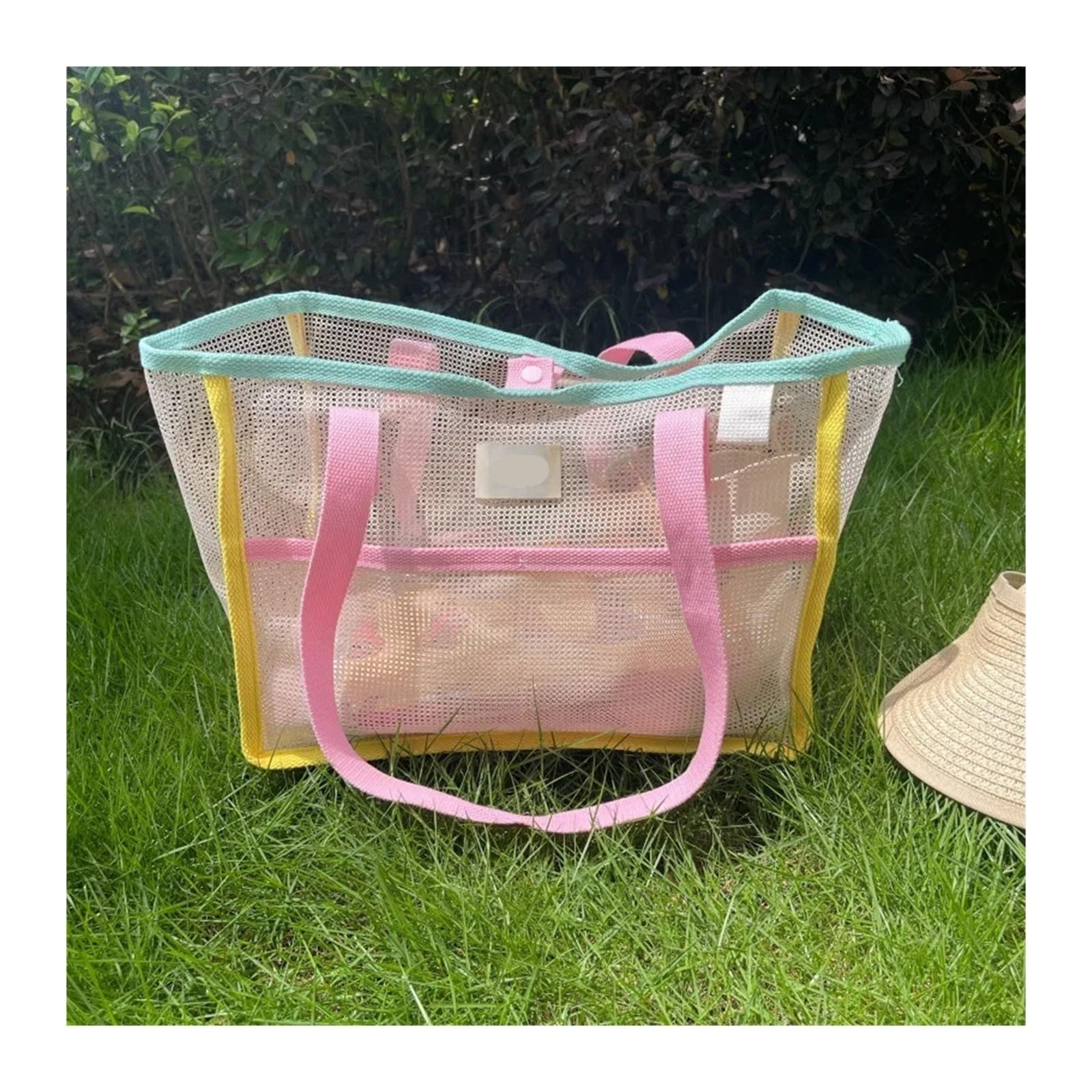 Lot de 2 Petits Sacs de Plage Portables en Maille, Sac de Bain Anti-Fuite, Sac de Bain Grande capacité, Sac de Rangement for Voyage et Natation pour Voyage, Gym(Pink B)