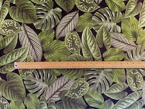 Miniatura 4 de The Yard - Tela para plantas de casa, terciopelo suave de The Meter, material de costura tropical verde, patrón de hojas exóticas para tapicería,