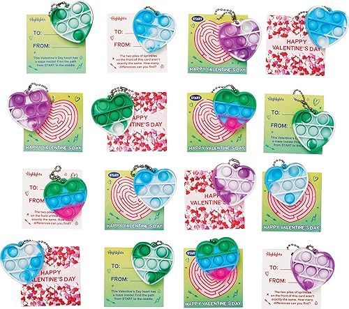 Highlights for Children Pop-It Tarjetas de San Valentín para intercambio de aula para niños, paquete de 24 tarjetas de rompecabezas para el día de