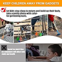 Vista 4 de 8 piezas de herramientas de jardinería para niños, juego de rastrillo y pala para niños, herramientas de jardín al aire libre para niños pequeños