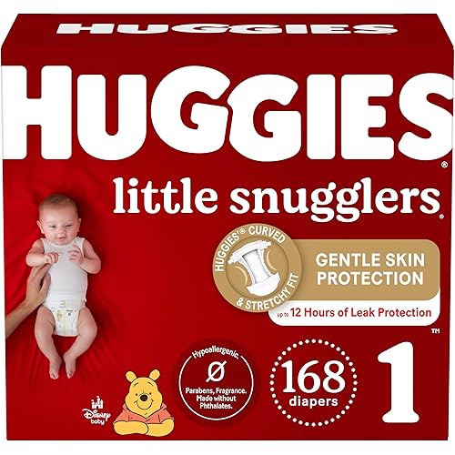 Huggies Size 1 Diapers, Little Snugglers Diapers, (8-14 lbs), 168 Count, Newborn