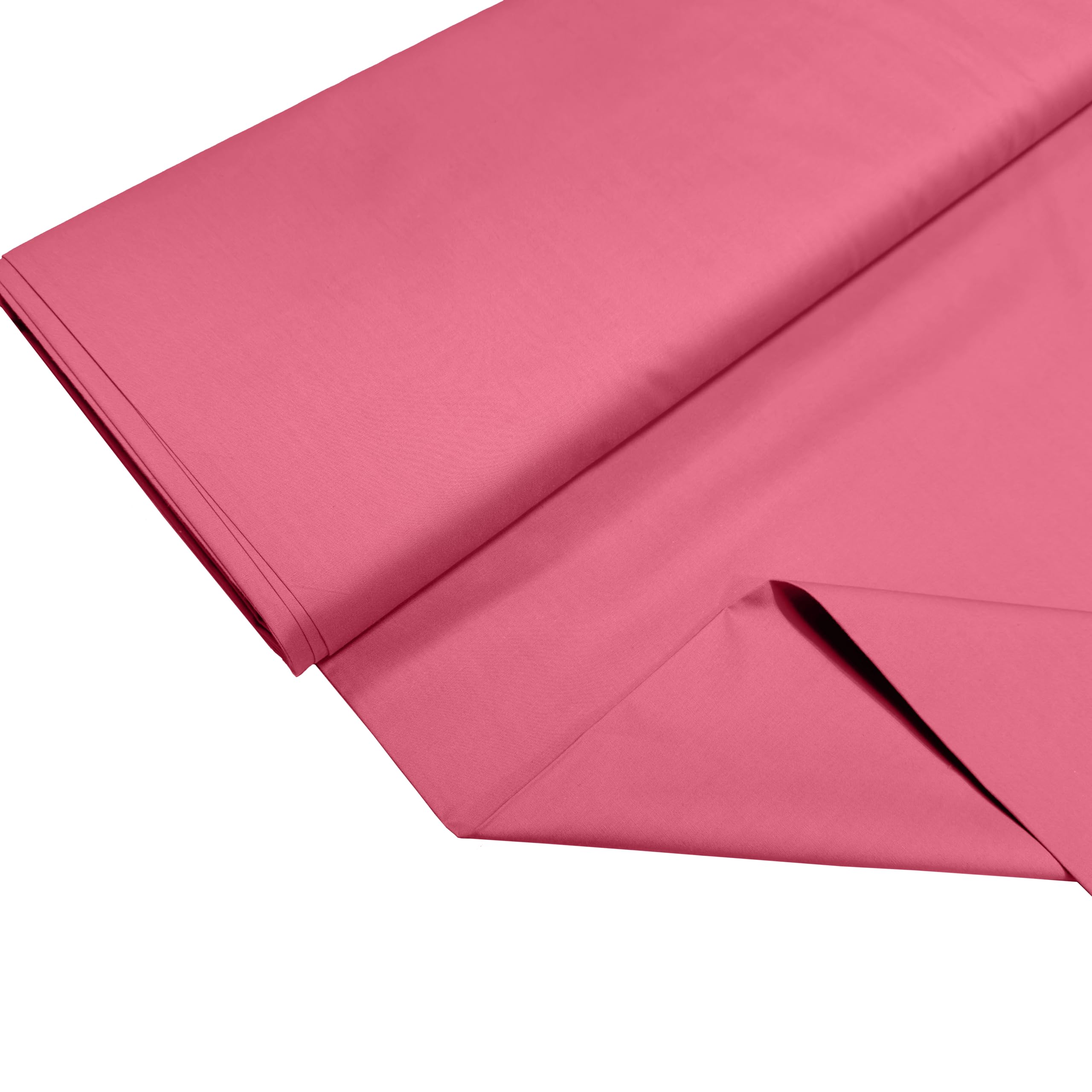 100% Cotton Percale Fabric – 200 Thread Count, 120 GSM, Breathable & Durable Material for Bedding, Quilting & Sewing - 500cm x 112cm (Bright Pink)