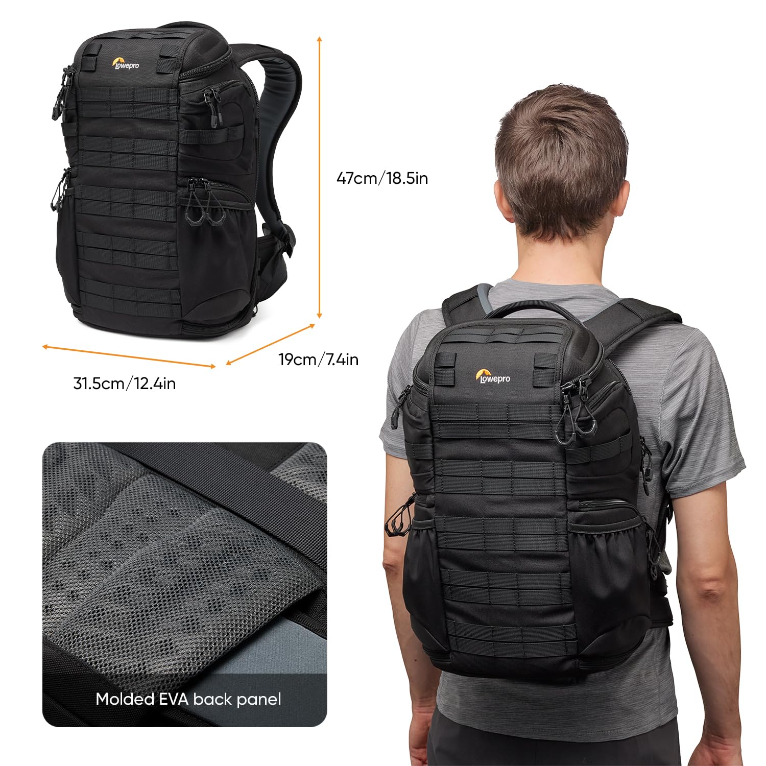 Lowepro ProTactic BP 350 AW III Zaino Professionale per Fotocamera, Accesso Multiplo, DSLR/Droni/Mirrorless, Laptop fino a 14', Copertura Antipioggia, per Fotografi e Videografi, Capacità 17L