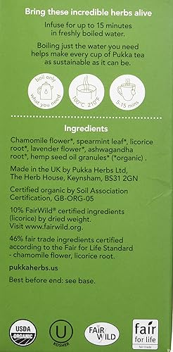 Miniatura 10 de Pukka Bolsas de té orgánico, té de hierbas Peace con aceite de menta verde, Ashwagandha y semillas de cáñamo, perfectas para una tranquilidad