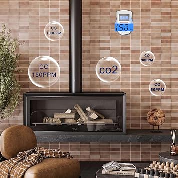 Carbon Monoxide Detector, Carbon Monoxide Alarm, Detector with LED Display (PPM Value Visible at All Times) and 85 dB Audible and Visual Alarm.