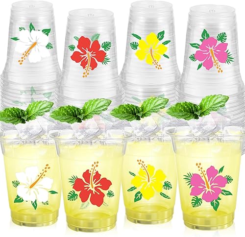 Miniatura 37 de ABURRORI 50 piezas de vasos de plástico groovy de 12 oz, decoraciones de fiesta boho con flores de margarita desechables, vasos de plástico