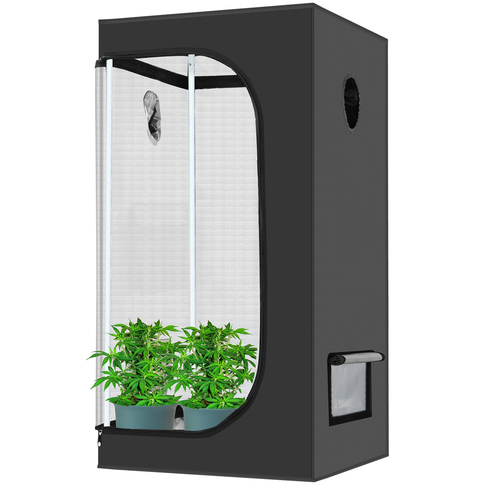 VIEWALL Tienda de Cultivo 60x60x120 cm,Color Negro para Plantas,Caja de Cultivo,Tienda de Cultivo,Caja de Invernadero,Armario Pequeño para Flores,Verduras,Hierbas,Tomates,para Balcón,Jardín,Terraza