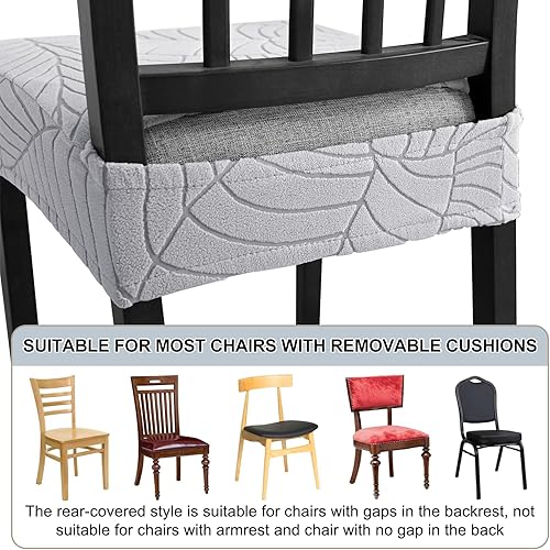 Miniatura 4 de Juego de 6 fundas de asiento para sillas de comedor, extraíbles y lavables, fundas para sillas de cocina, antipolvo, fundas protectoras para sillas