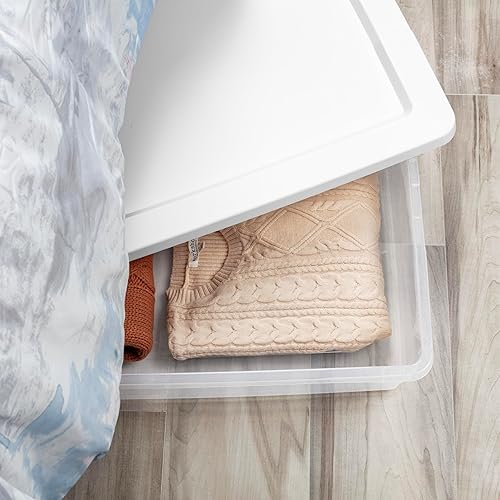 Miniatura 8 de Paquete de 2 contenedores de almacenamiento debajo de la cama con tapa, contenedor de plástico transparente de 41 cuartos de galón para ropa de