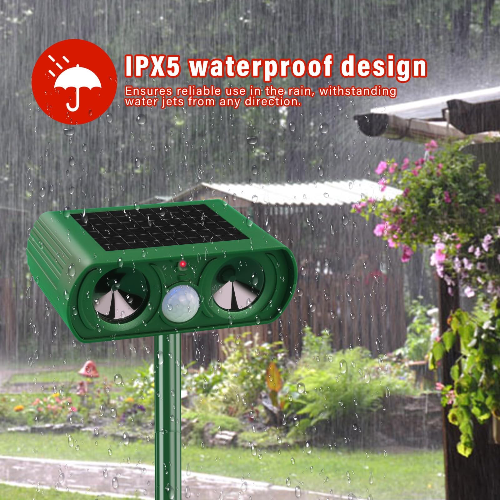 Dissuasore Gatti Repellente Volpi Ultrasonico Solare Impermeabile PX5 Giardino