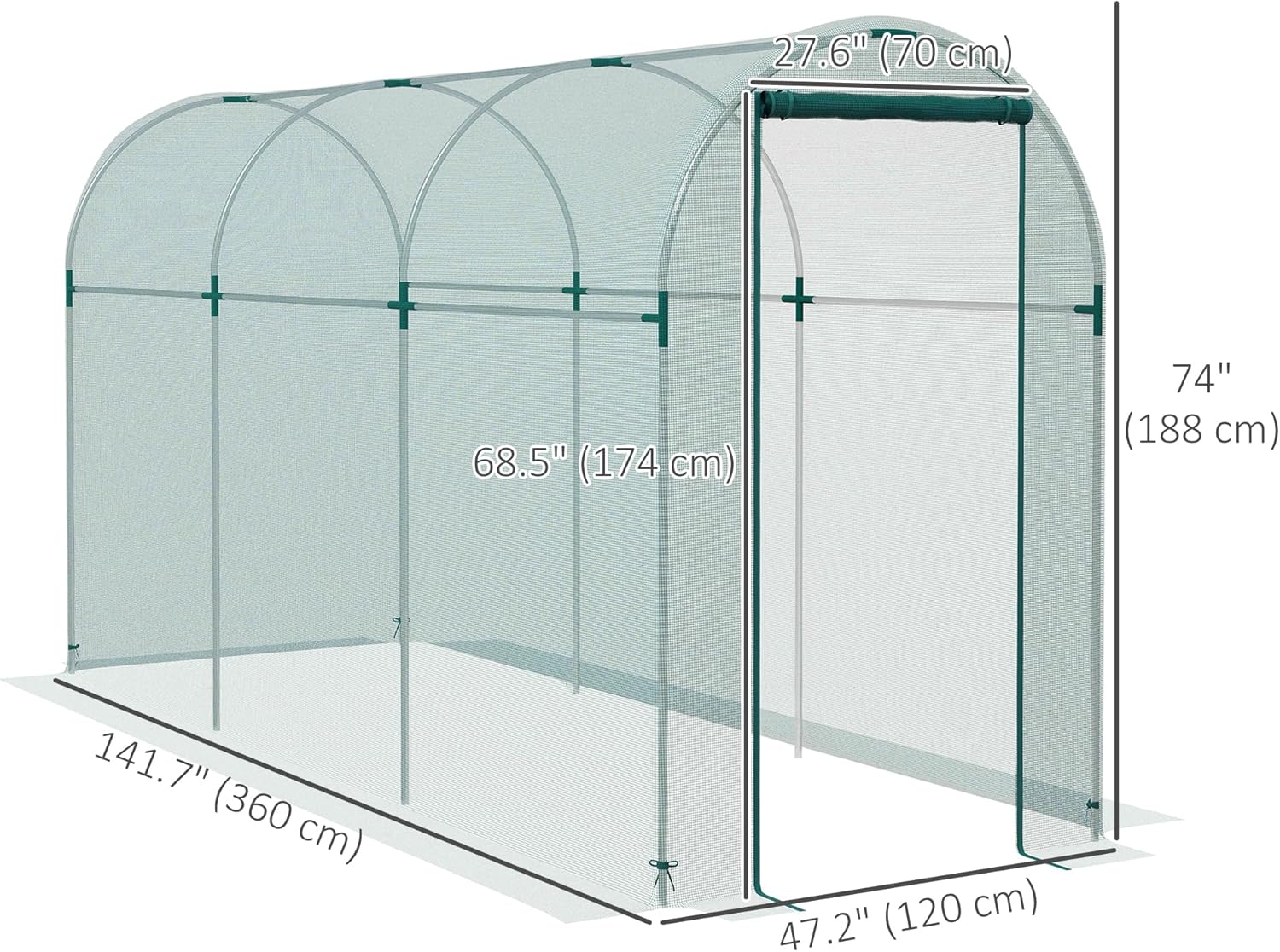 Diagram showing the dimensions of the crop cage