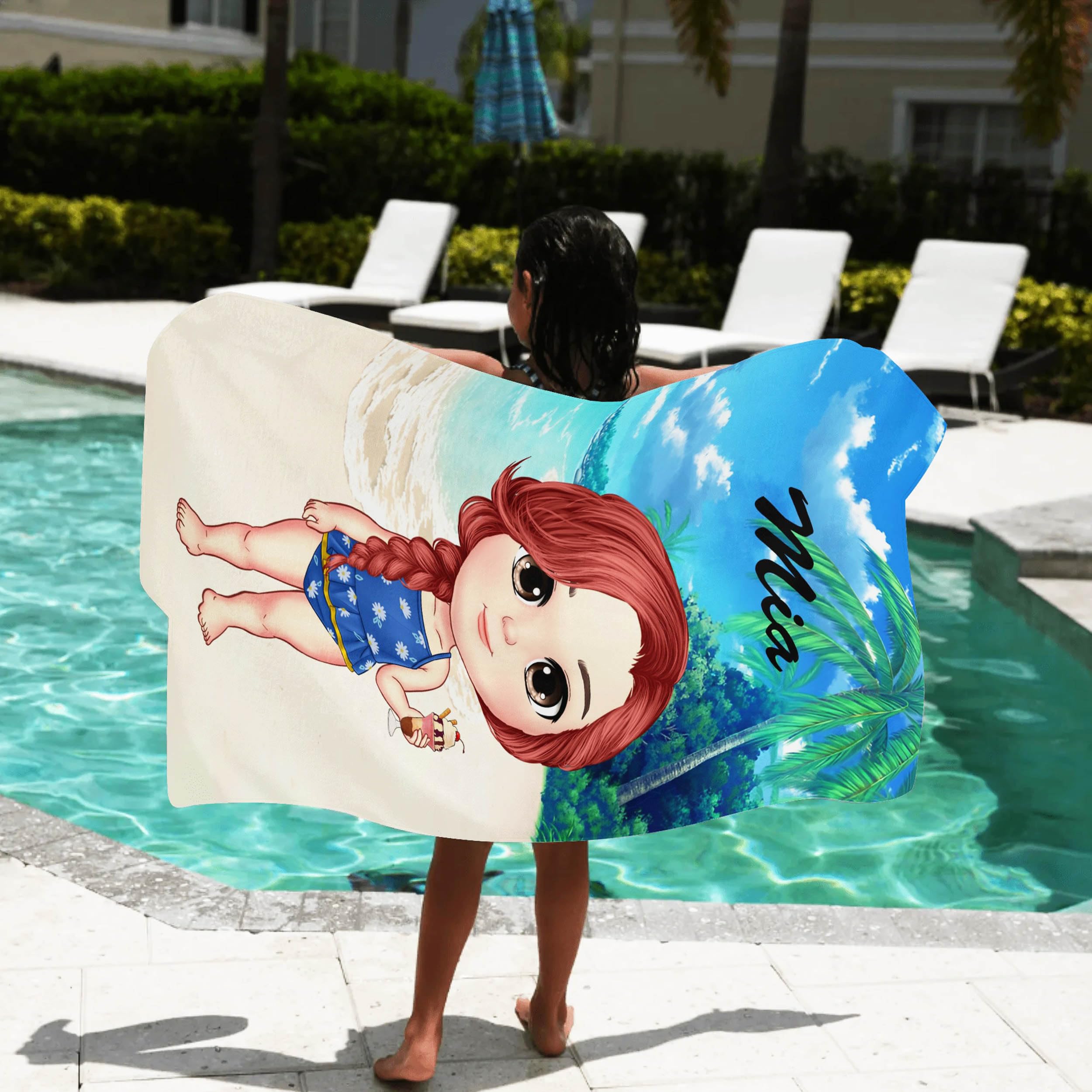 Mud Pie Serviette Aquarelle De Lac, Vagues De Bateau, 33 X 21 Cm