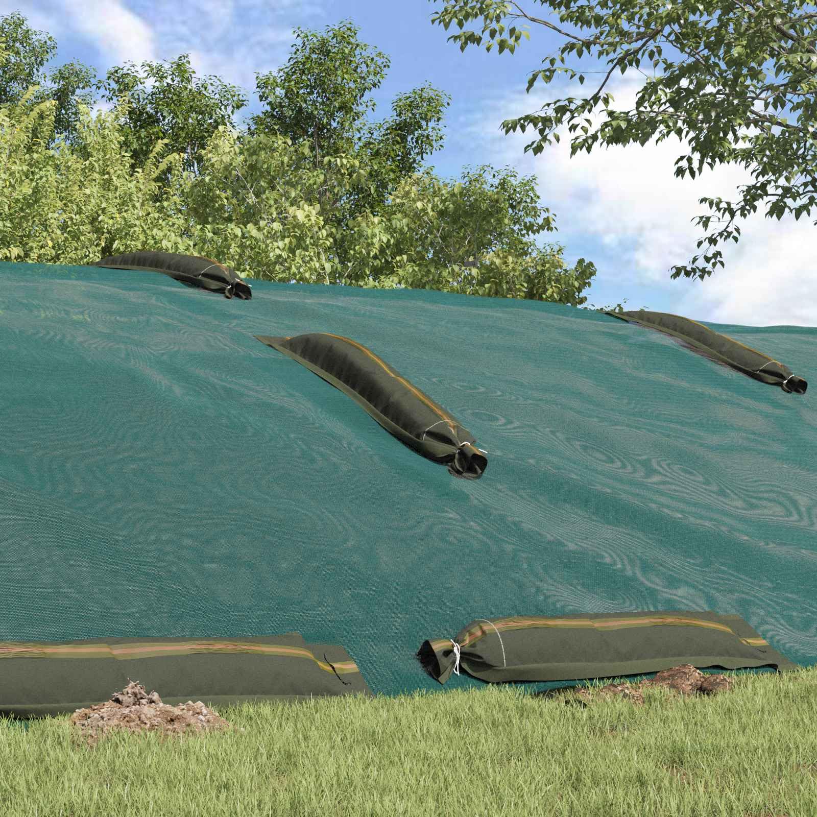 Sandsäcke 100 Stück Dunkelgrün 120 x 27 cm HDPE für Außenbereich, stabile Erosionskontrolle, Barrieren, Gewichtsstabilisierung, langlebig, robuste, stapelbar, mit Tragegriffen, UV-geschützt