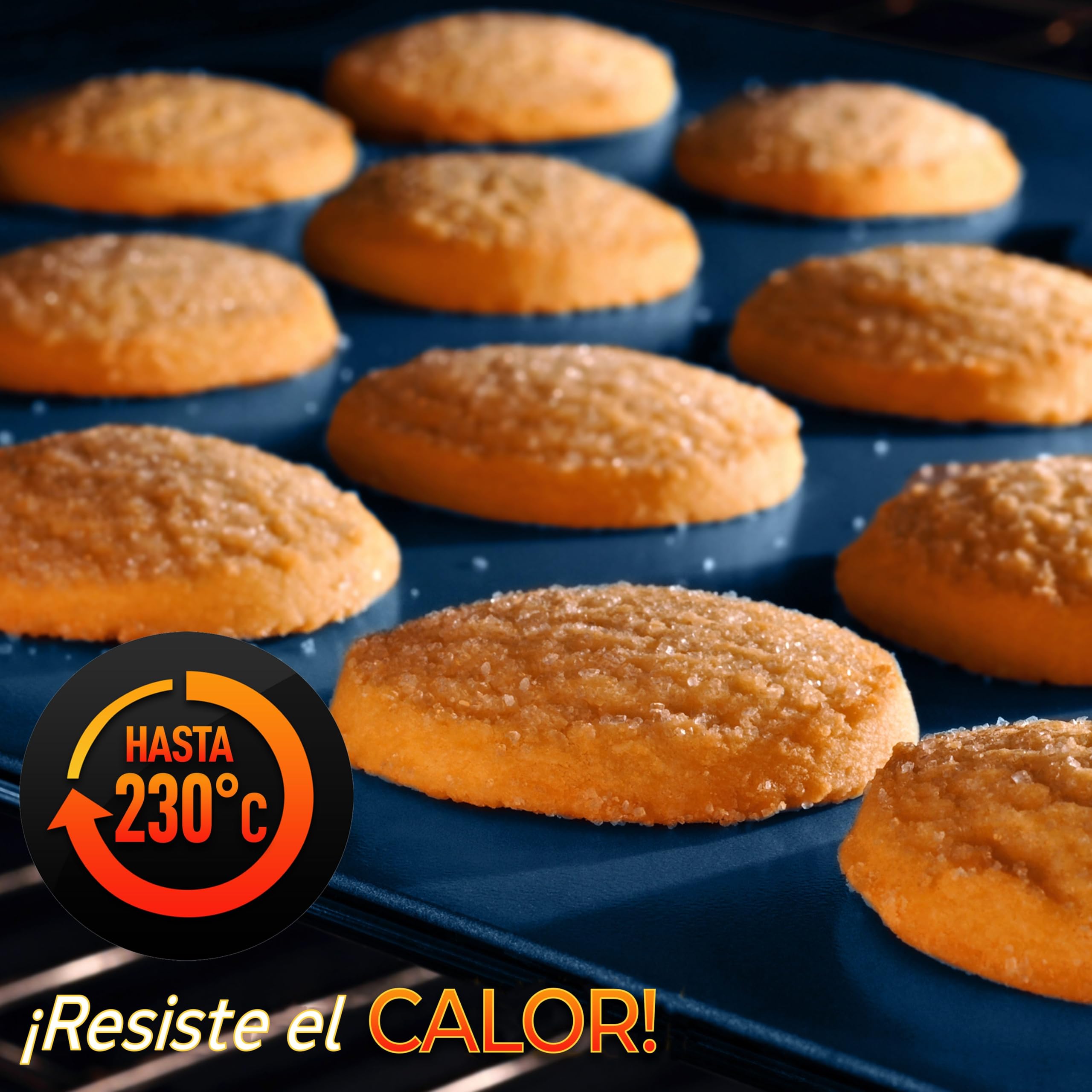 NutriChef juego de 10 moldes, Utensilios horno, Baking set, Reposteria, Antiadherentes, Libres de PFOA, PFOS, PFTEE, Aptos para hornos hasta 230°C (450°F), Mangos de silicona