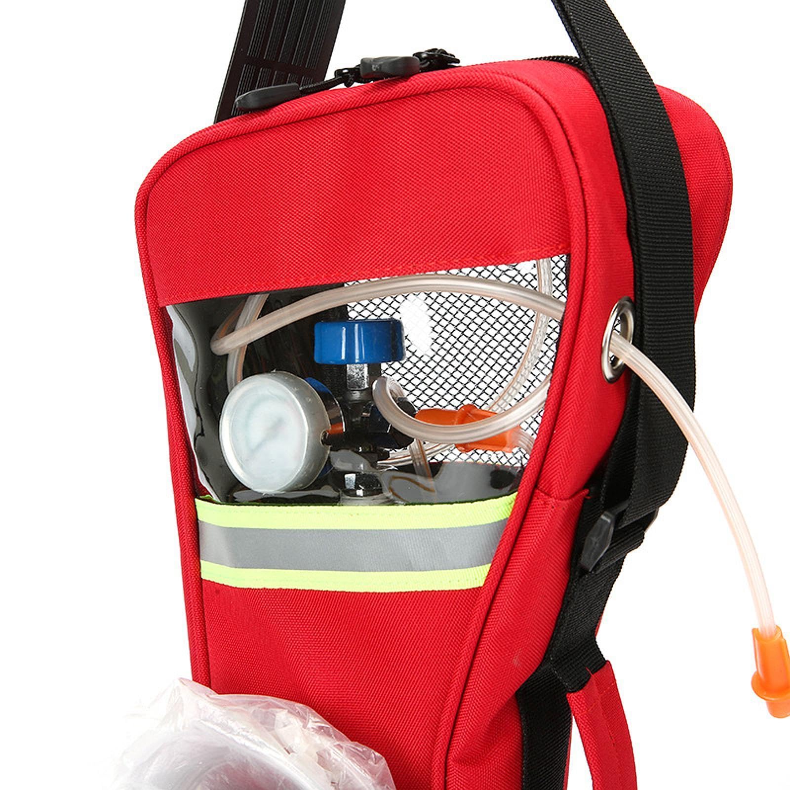 Borsa per Bombole Ossigeno con Cinghie Regolabili E Materiale Oxford Durevole Dotata di Tasche E Riflettenti per Sicurezza Adatta a Trasporto E Attiv, Rosso 68x20x10cm