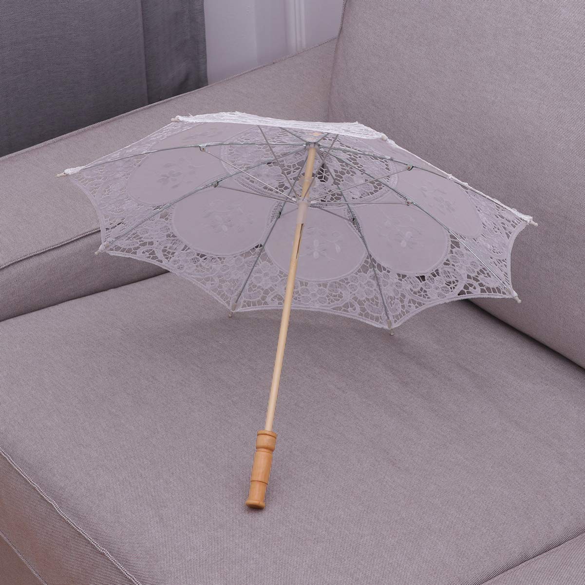 3stücke Lace Hochzeitsregenschirm Aus Baumwolle Handgefertigt Dekoration Für Fotografie Und Veranstaltungen Durchmesser Klassischer Nicht Wasserdichter Parasol Reinem Weiß Für