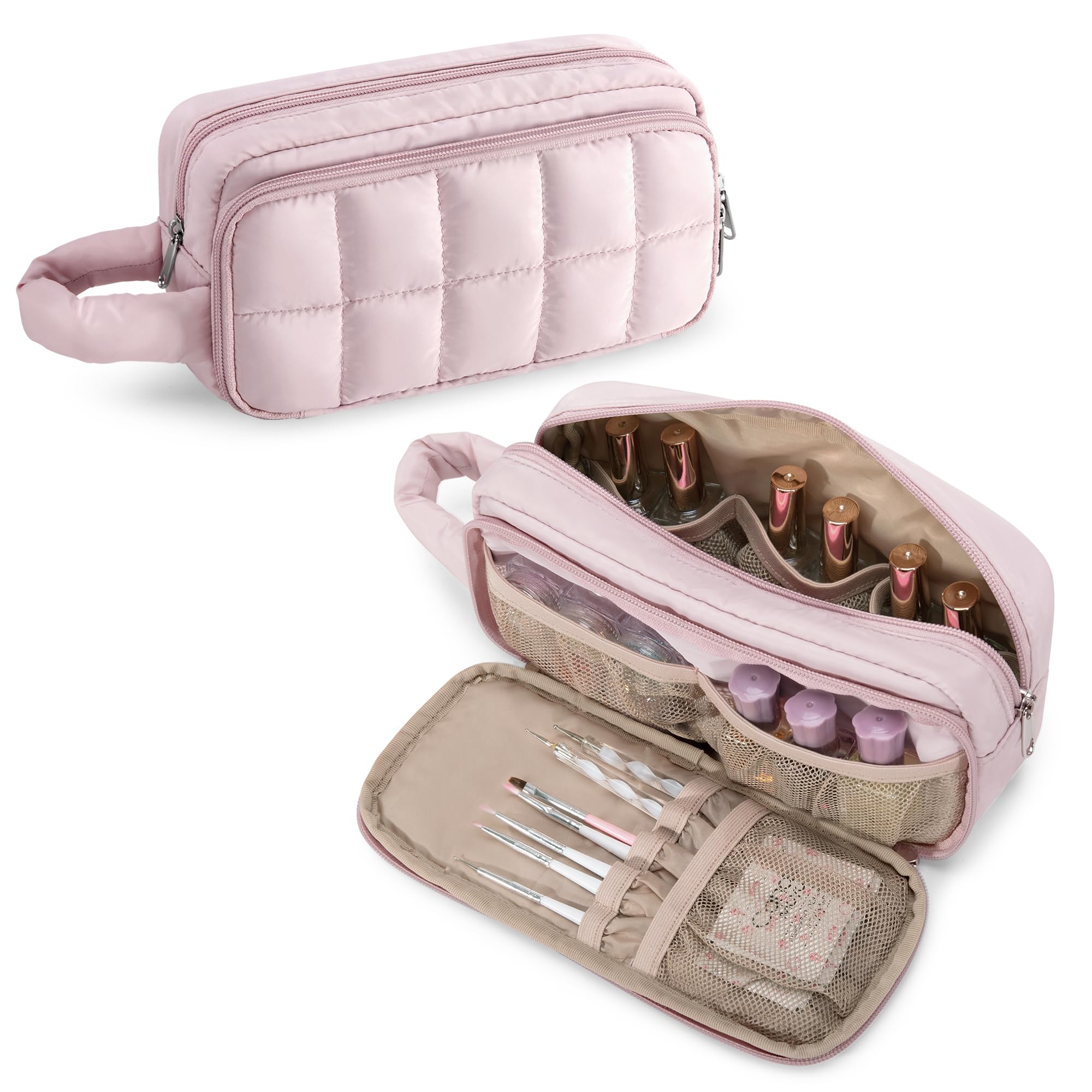 Luxja ネイルポリッシュ収納ポーチ マニキュアケース 18本まで収納可 軽量 マニキュア収納 ネイル道具 持ち運び バッグのみ ピンク