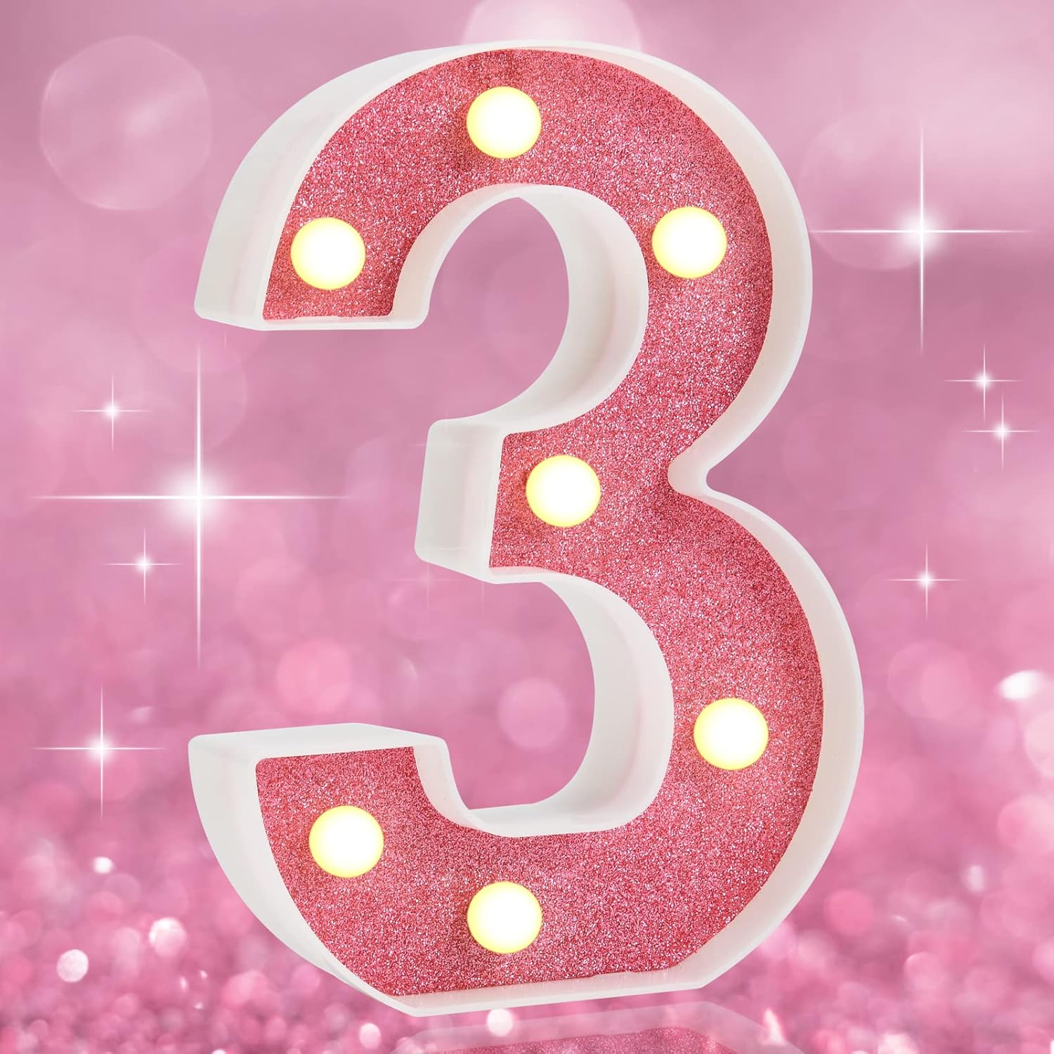 Amazon.com: Marquee Numbers Lights, Glitter Pink Light Up Numbers for ...
