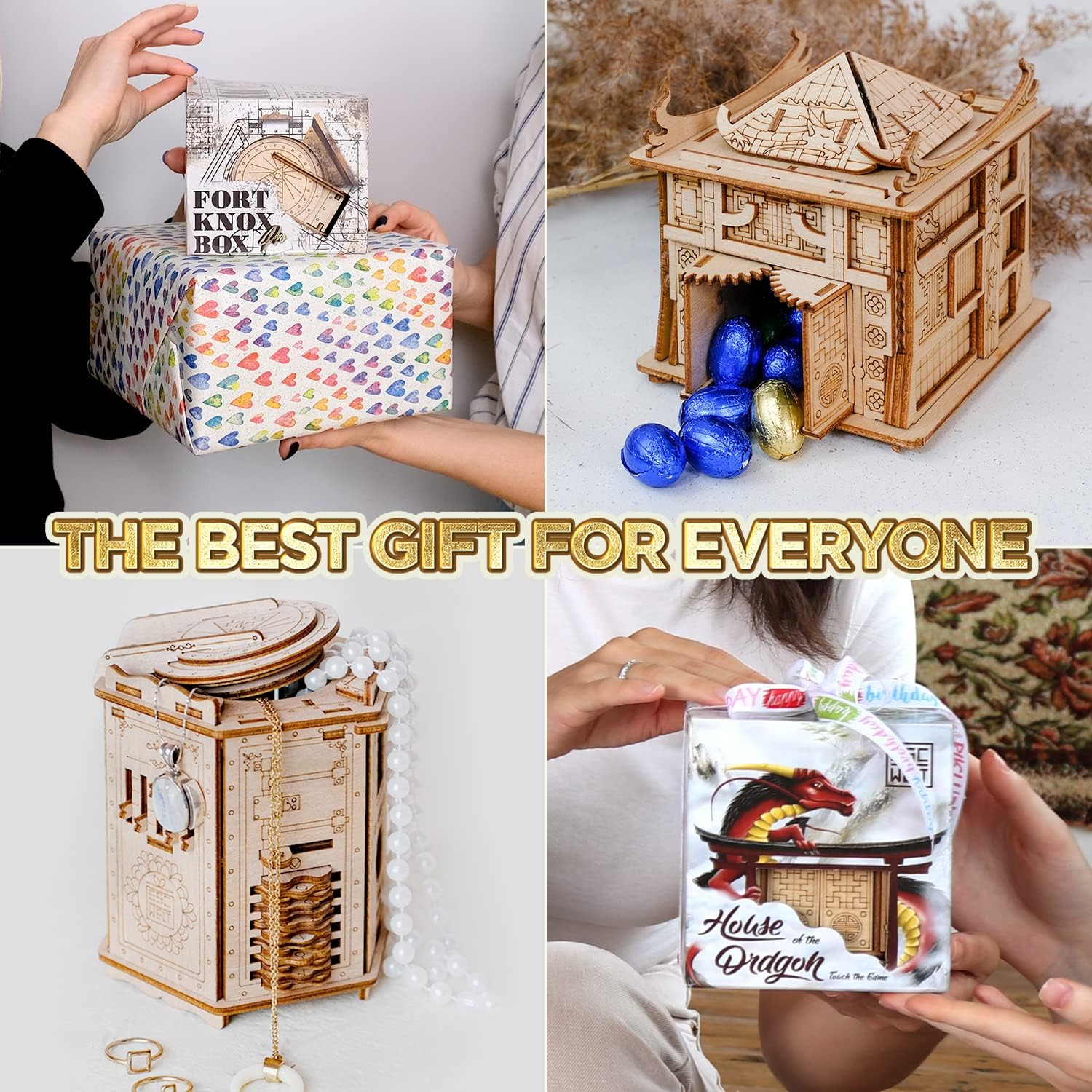 ESC WELT Brainteasers Set - Brain Teaser Puzzles for Adults & Kids - Puzzle Box with Hidden Compartment - Wooden Brain Puzzles - Puzzle Box - Escape Room in a Box - Wooden Puzzle Boxes : Toys & Games