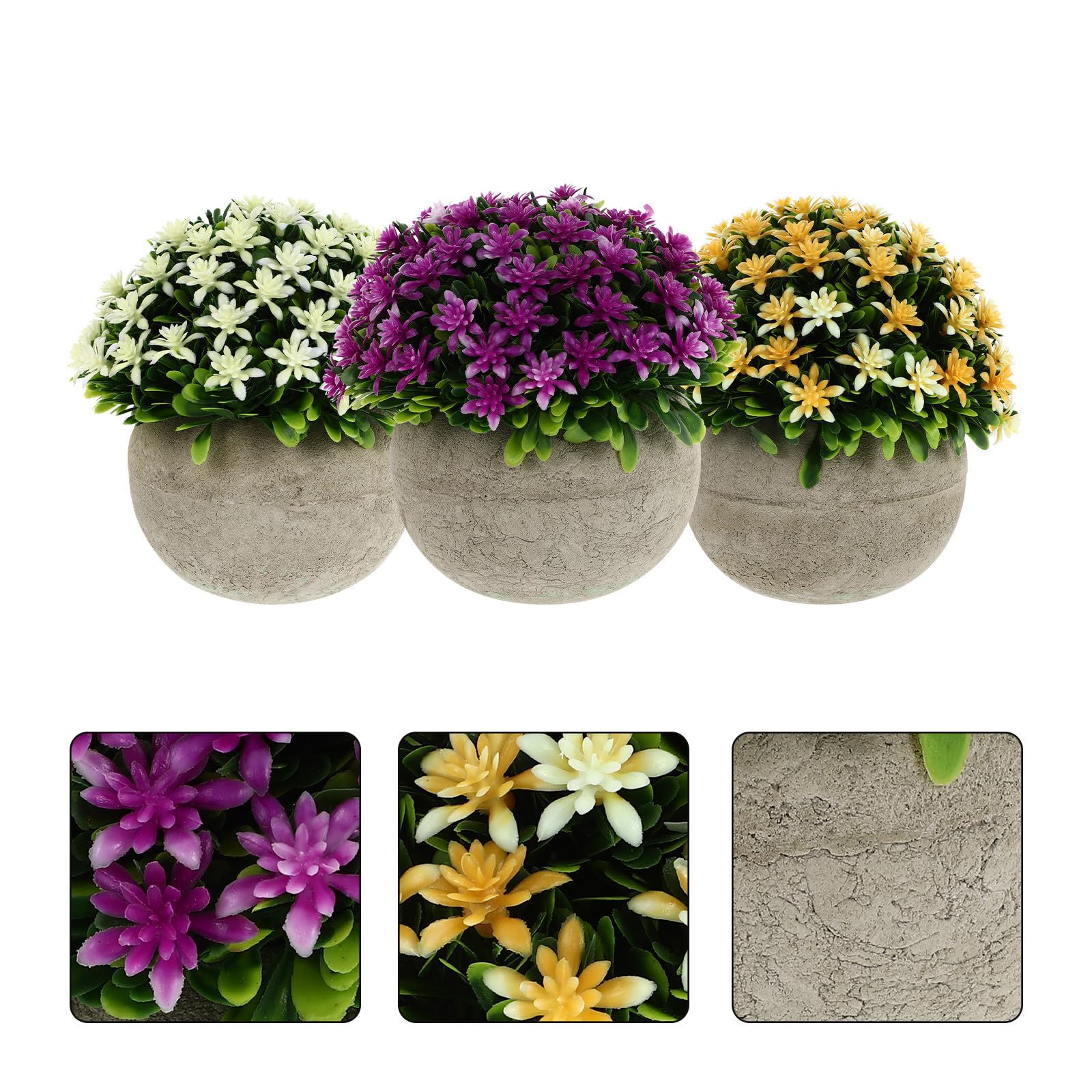 Healifty 3 Piezas Planta Artificial en Maceta de Pulpa, Forma de Flor