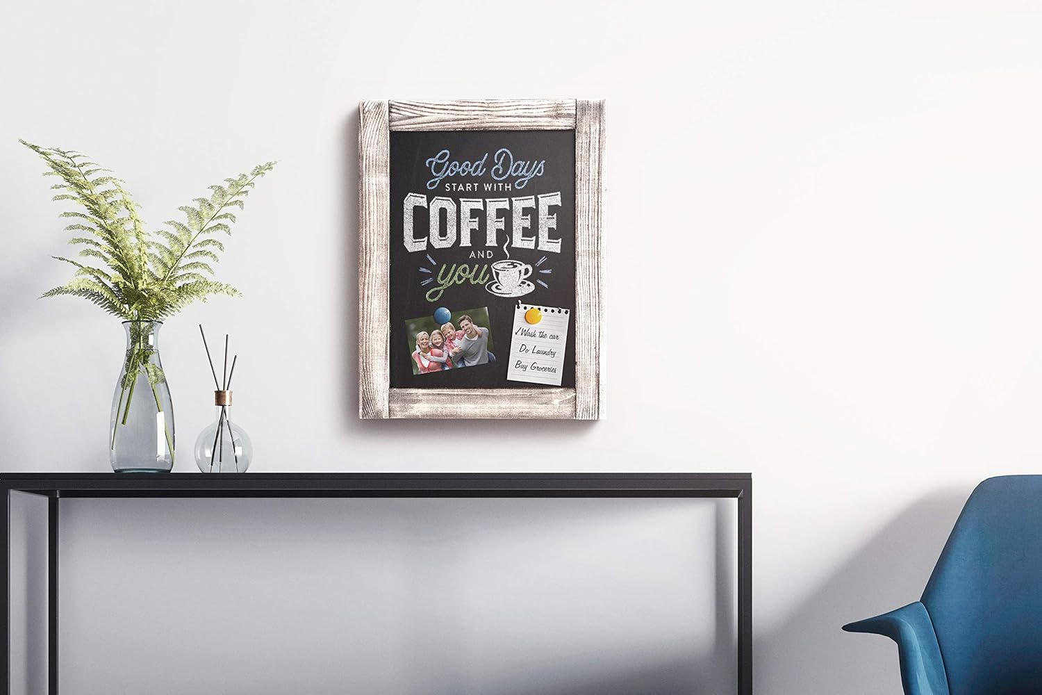 Magnetic Wall Chalkboard 11" x 14" - Non-Porous - Solid Pine Wood Frame Chalkboard Sign - Rustic Vintage Decor - Chalk Board for Wedding, Kitchen, Bar, Restaurant, Menu & Home - Whitewashed: Home & Kitchen