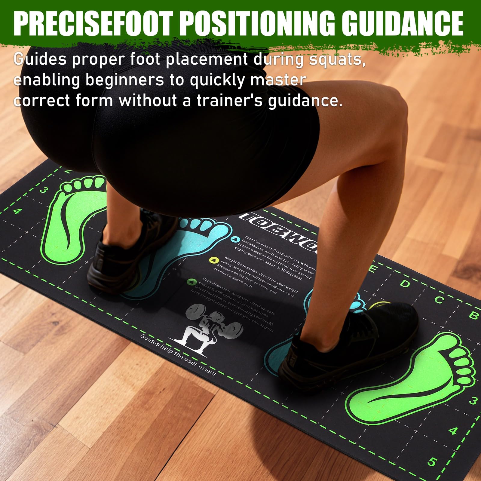 Amazon.com : 31.5'' X 13.8'' Non-Slip Squat Mat with Foot Position