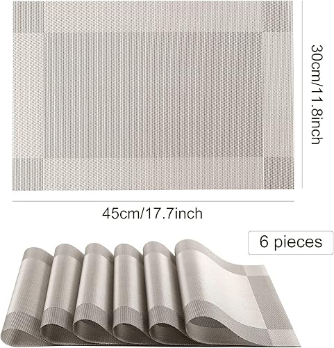 Miniatura 2 de Manteles individuales, manteles individuales para mesa de cocina, comedor, resistentes al calor, antideslizantes, lavables, de PVC, fáciles de