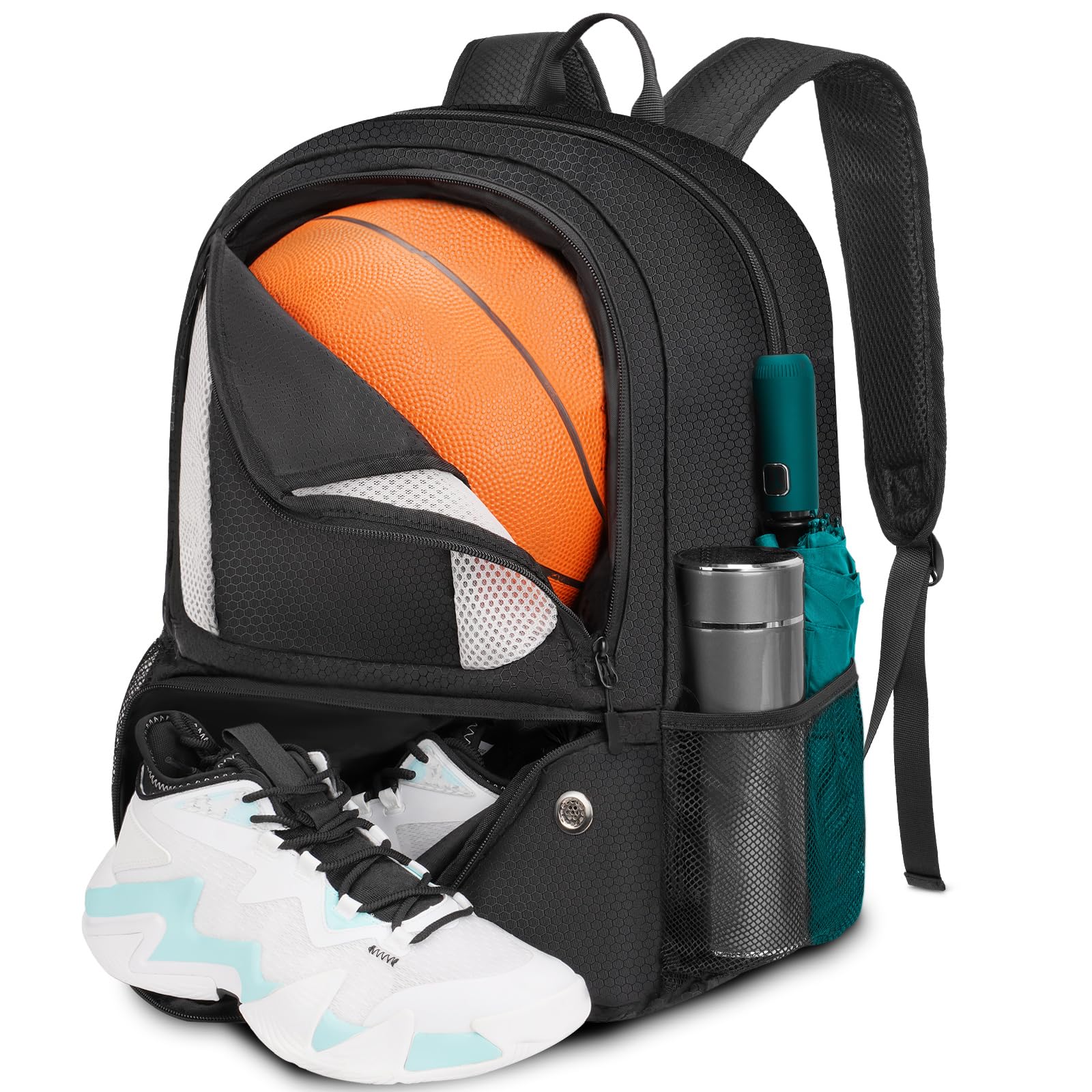 YOREPEK Basketball Backpack, Lightweight Basketball Bag with Ball Holder & Shoes Compartment, Sports Backpack Training Equipment Fit Soccer Volleyball